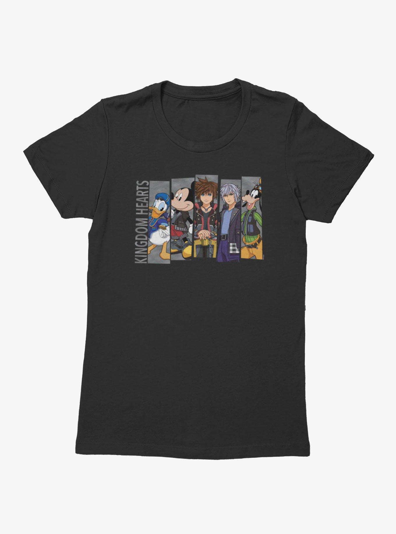 Disney Kingdom Hearts Heroes Line Up Panel Sora Donald Goofy Mickey Riku Womens T-Shirt