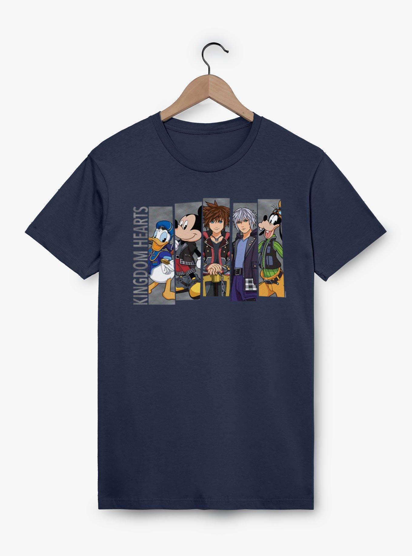 Disney Kingdom Hearts Heroes Line Up Panel Sora Donald Goofy Mickey Riku T-Shirt, , hi-res view 1
