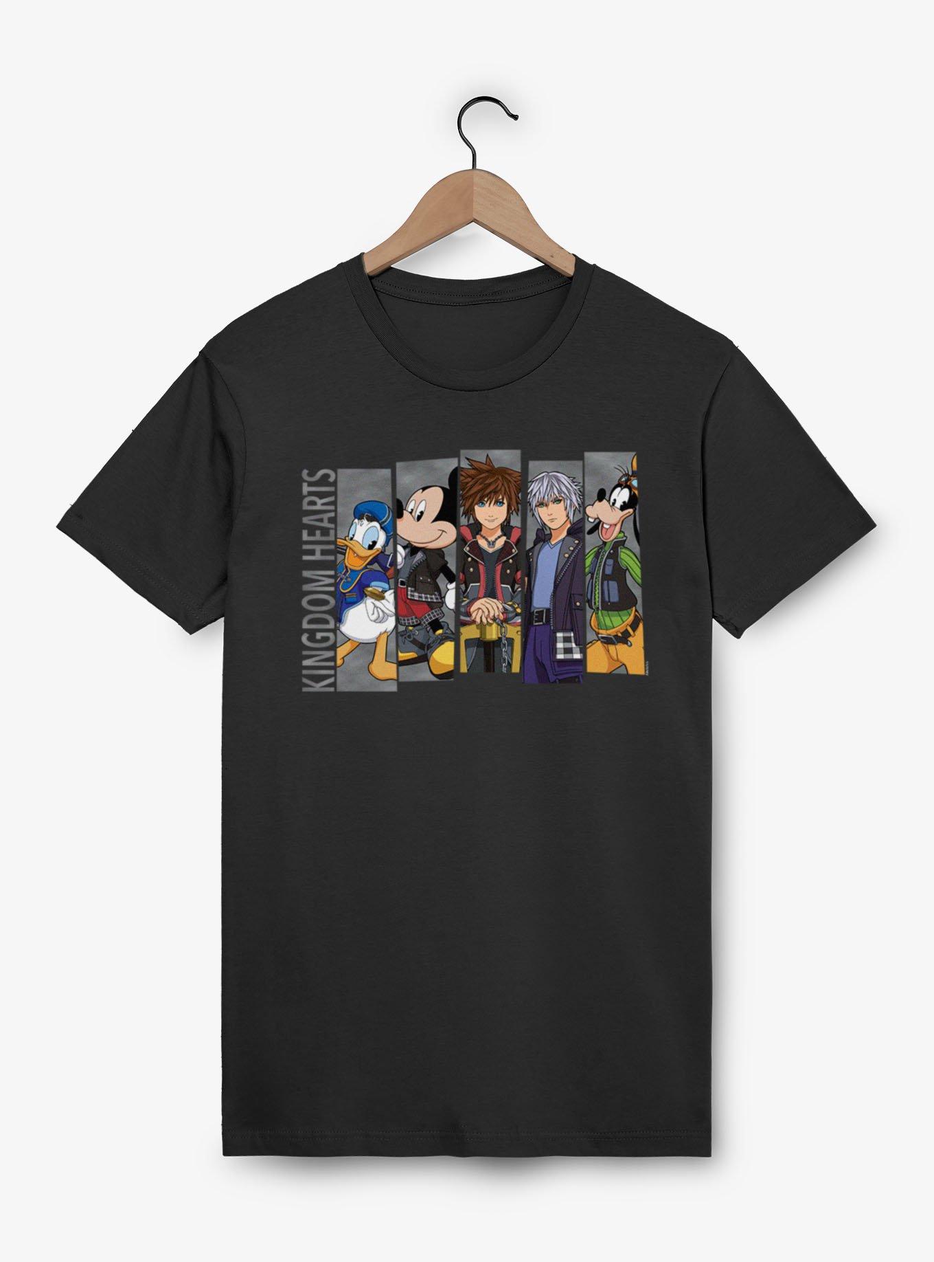 Disney Kingdom Hearts Heroes Line Up Panel Sora Donald Goofy Mickey Riku T-Shirt