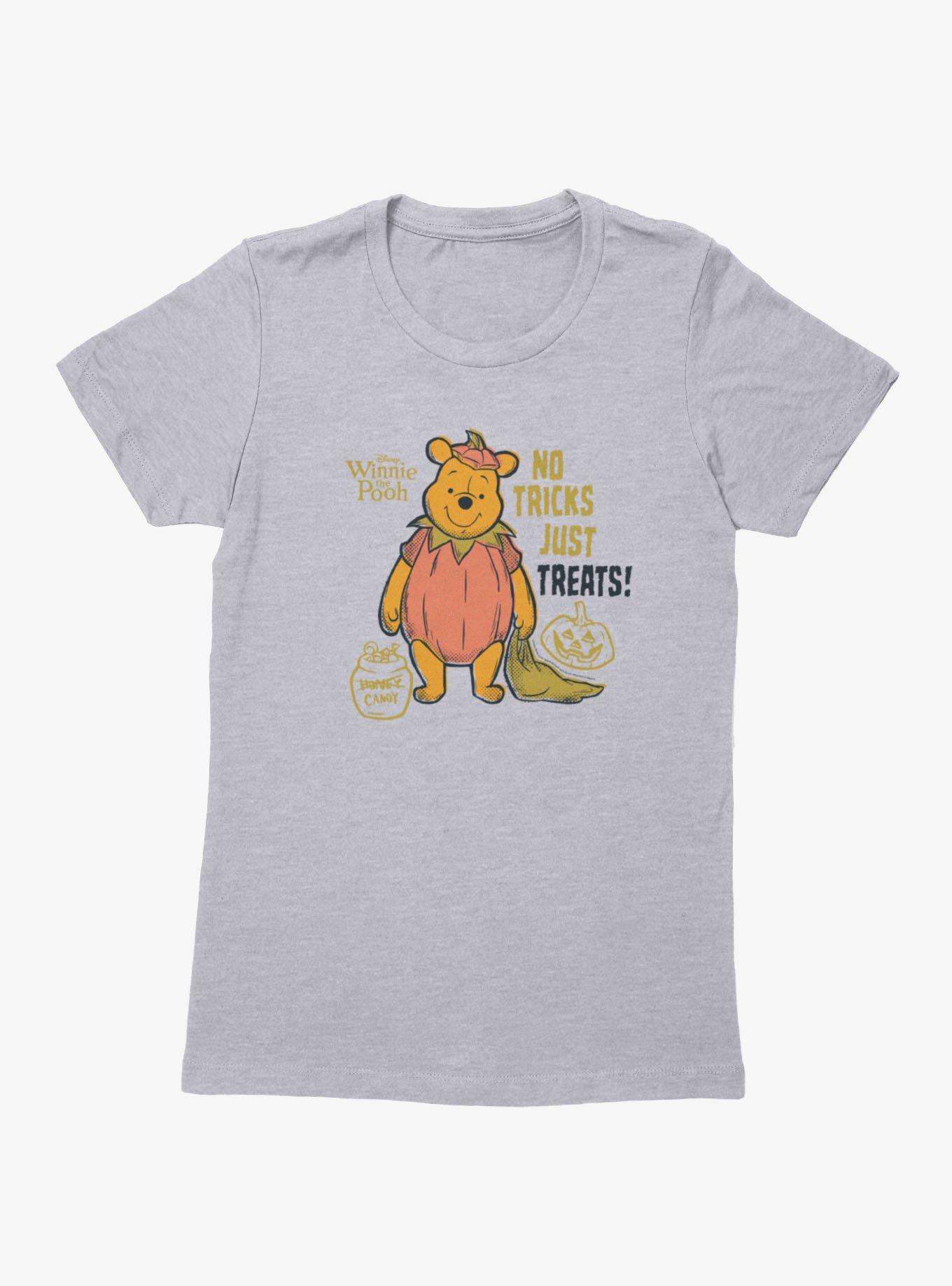 Disney Winnie The Pooh No Tricks Just Treats Cute As A Pumpkin Womens T-Shirt, HEATHER GREY, hi-res view 1