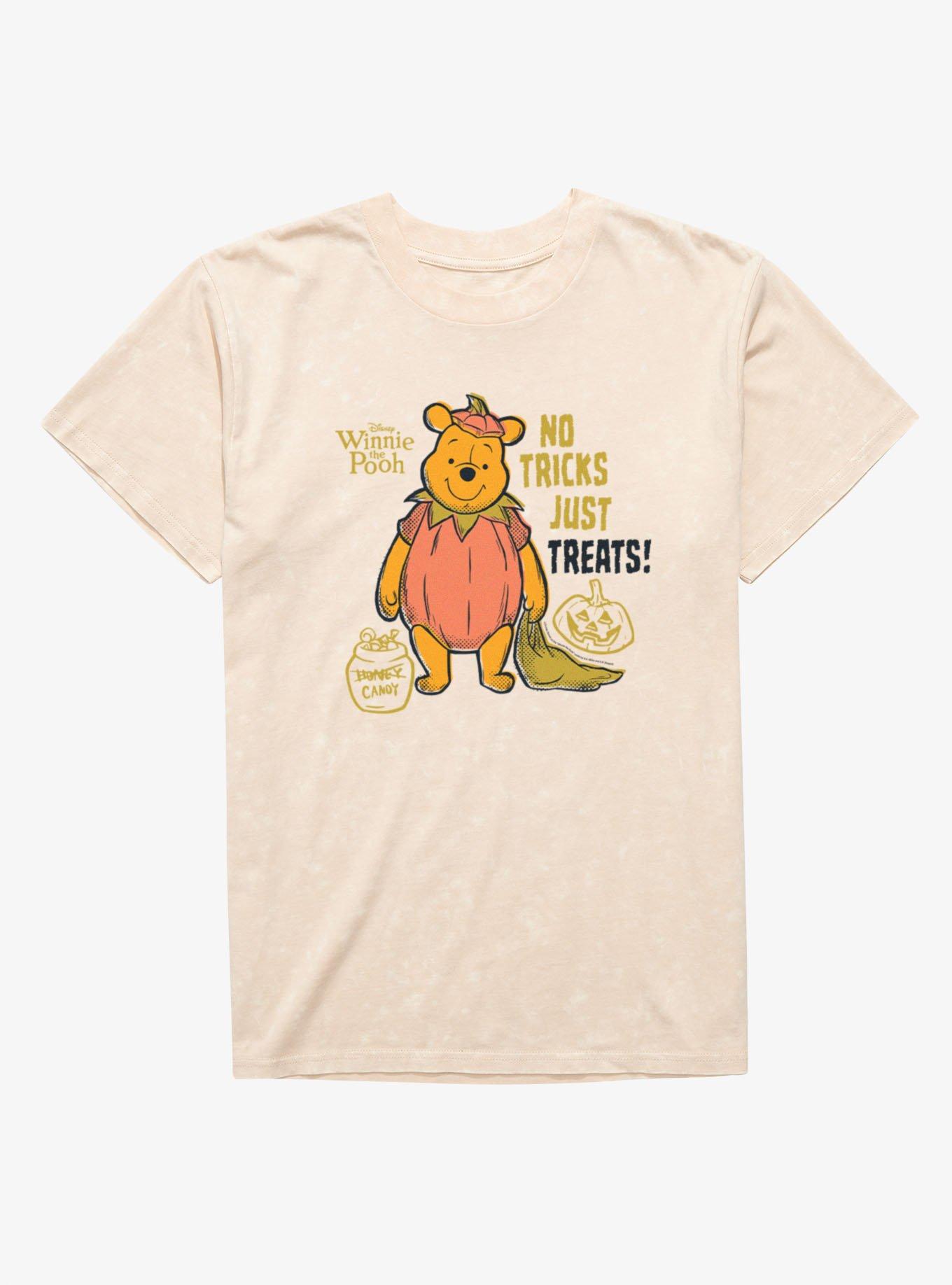 Disney Winnie The Pooh No Tricks Just Treats Cute As A Pumpkin Mineral Wash T-Shirt, NATURAL MINERAL WASH, hi-res view 1
