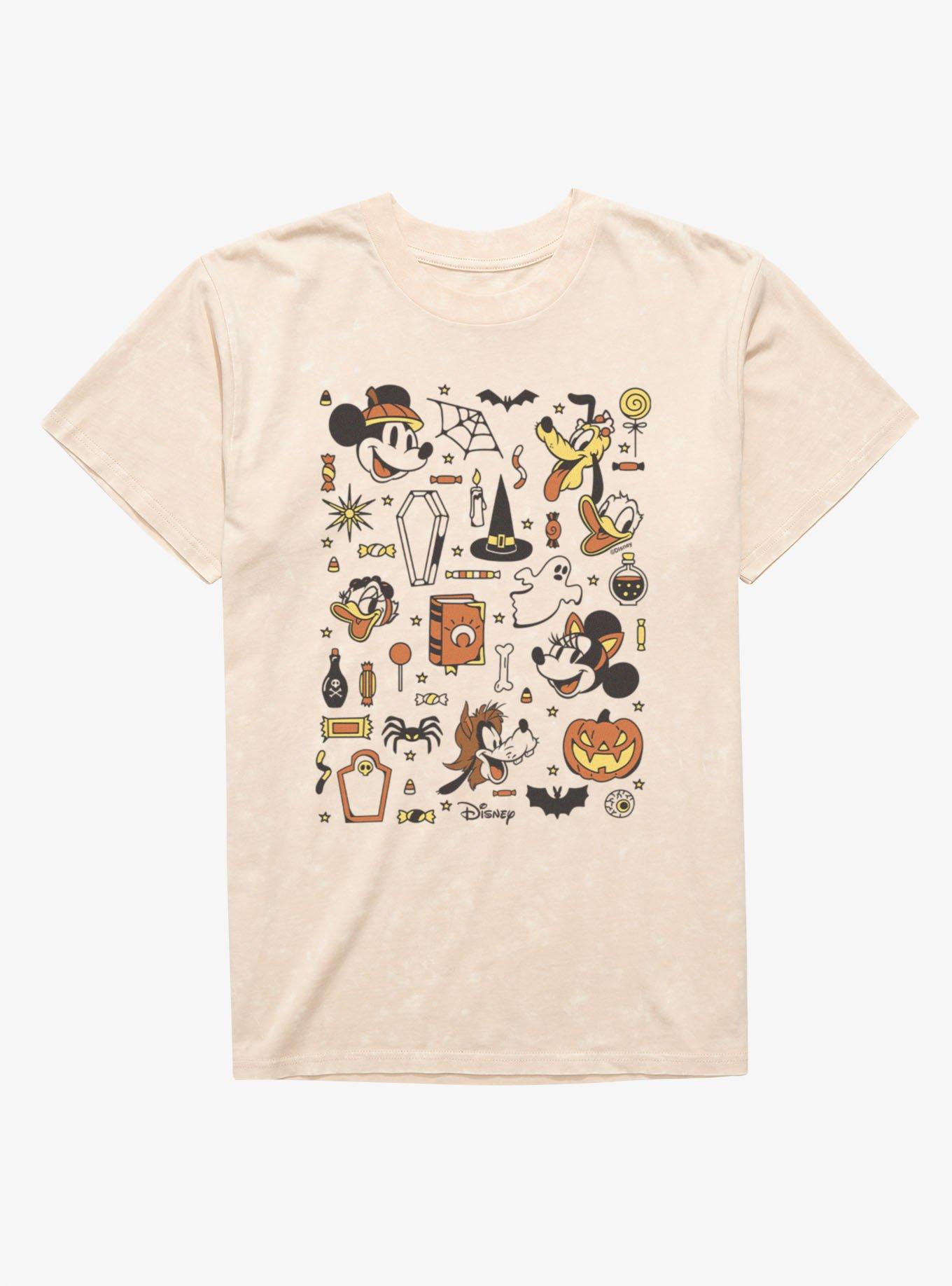 Disney Mickey Mouse Halloween Collage Candy Costumes Mineral Wash T-Shirt, NATURAL MINERAL WASH, hi-res view 1