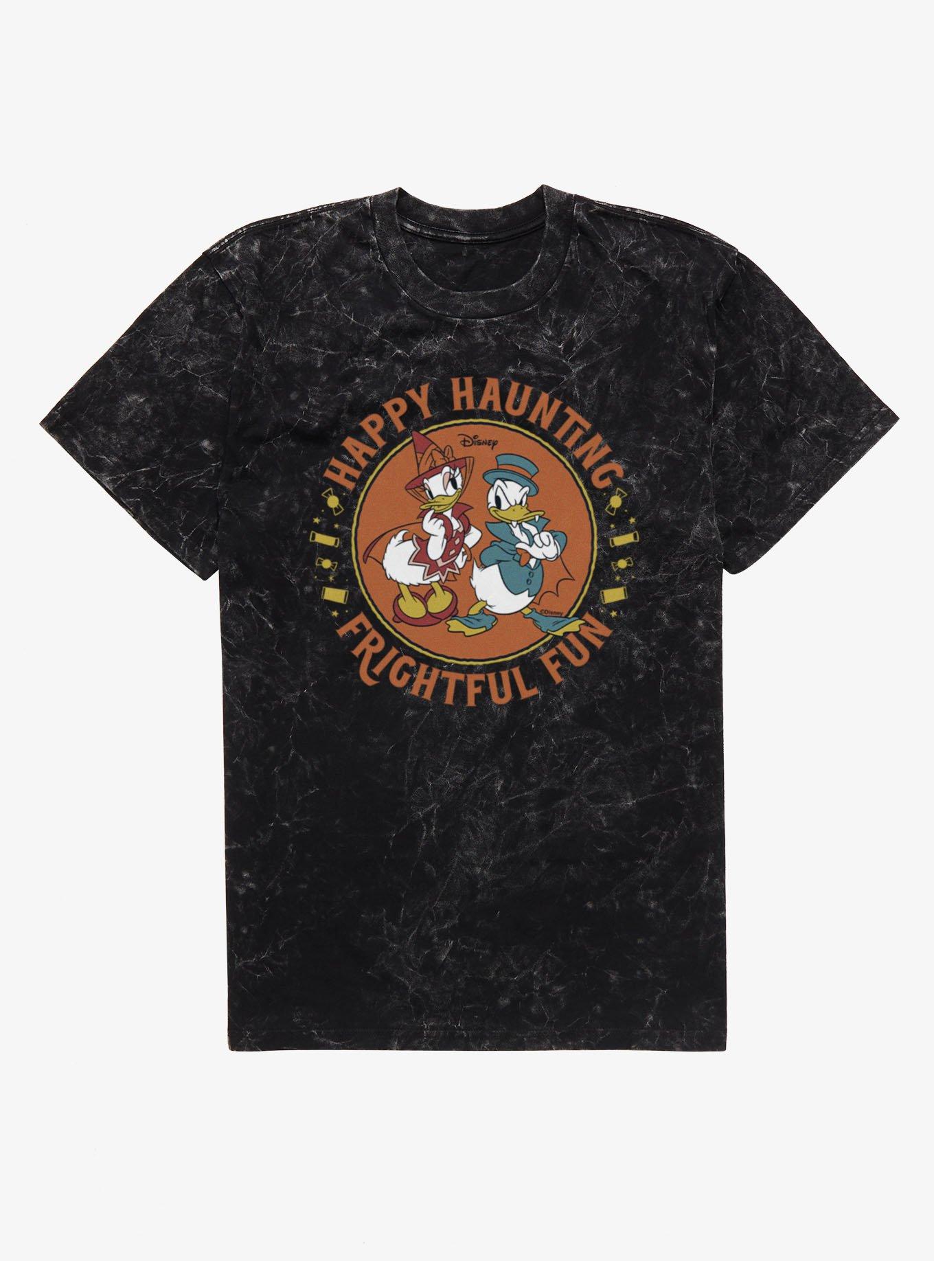 Disney Mickey Mouse Happy Haunting Frightful Fun Donald Daisy Costumes Mineral Wash T-Shirt, BLACK MINERAL WASH, hi-res view 1
