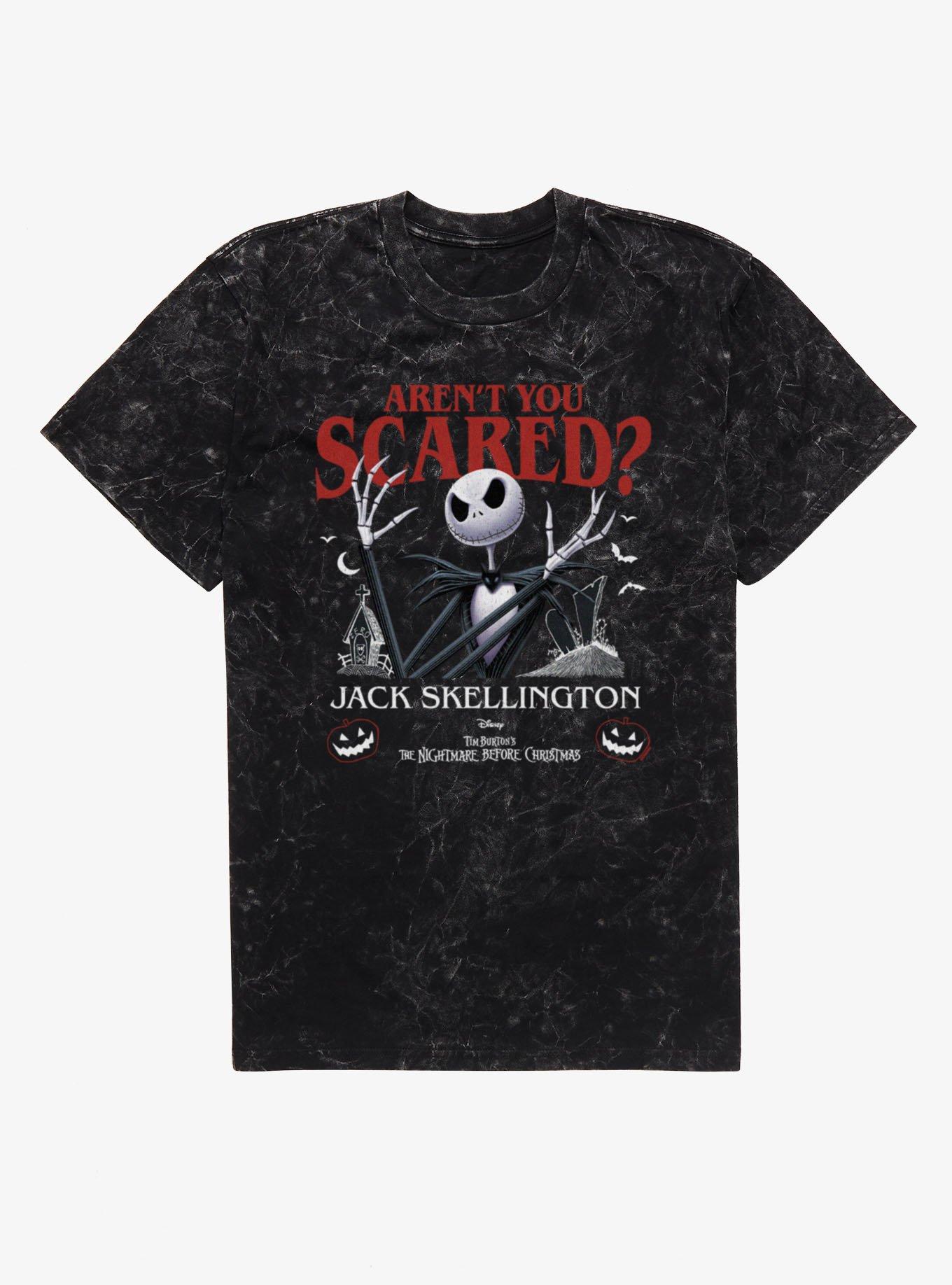 Disney Nightmare Before Christmas Are You Scared Jack Skellington Mineral Wash T-Shirt, BLACK MINERAL WASH, hi-res view 1