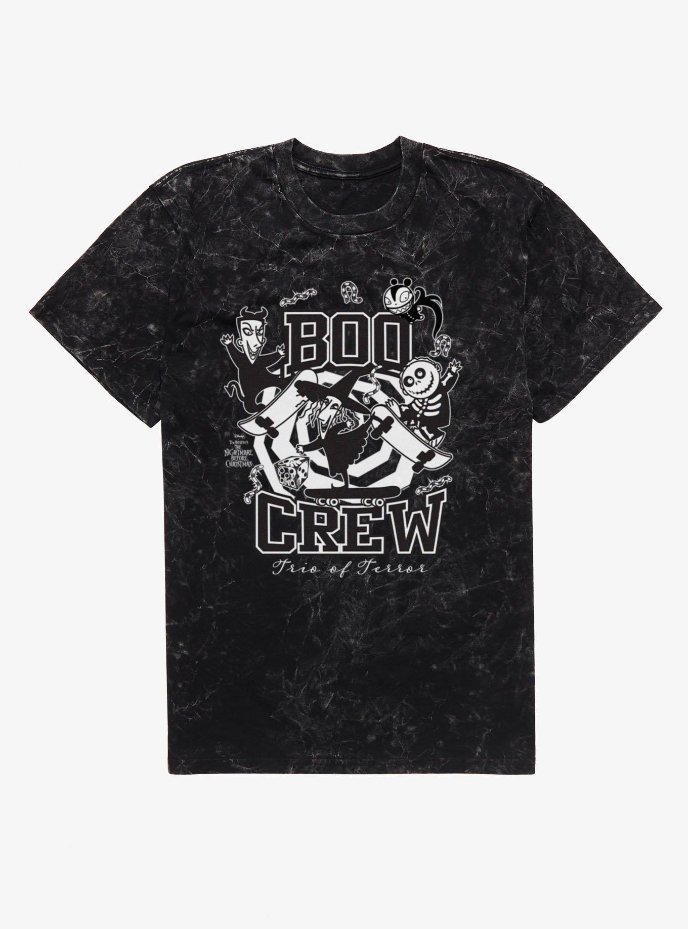 Disney Nightmare Before Christmas Boo Crew Trio Of Terror Mineral Wash T-Shirt, BLACK MINERAL WASH, hi-res view 1