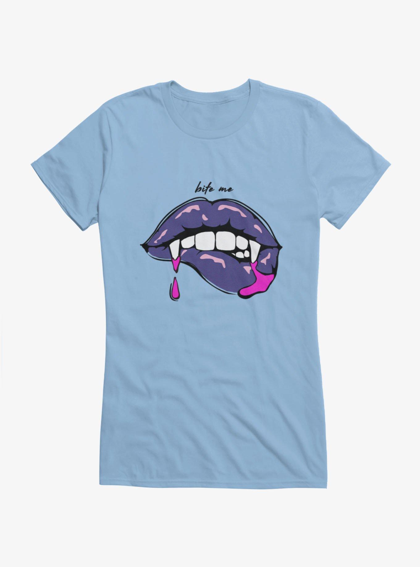 Bite Me Purple Vampire Lips Girls T-Shirt