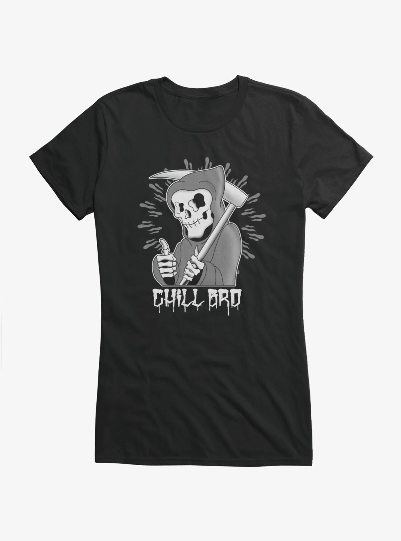 Grim Reaper Chill Bro Girls T-Shirt, BLACK, hi-res view 1