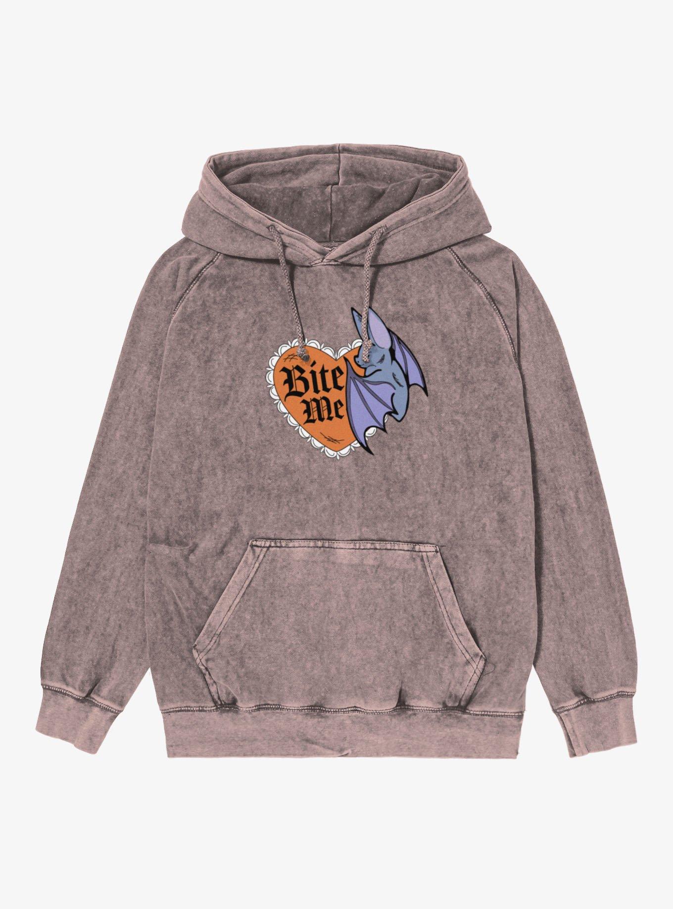 Bite Me Love Bat Mineral Wash Hoodie - PINK | Hot Topic