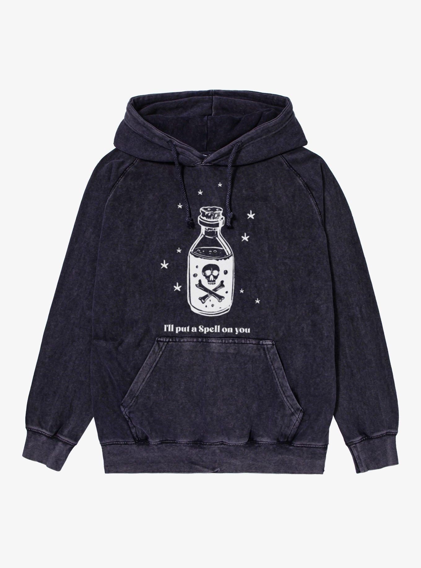 I'll Put A Spell On You Mineral Wash Hoodie, VINTAGE BLACK, hi-res view 1
