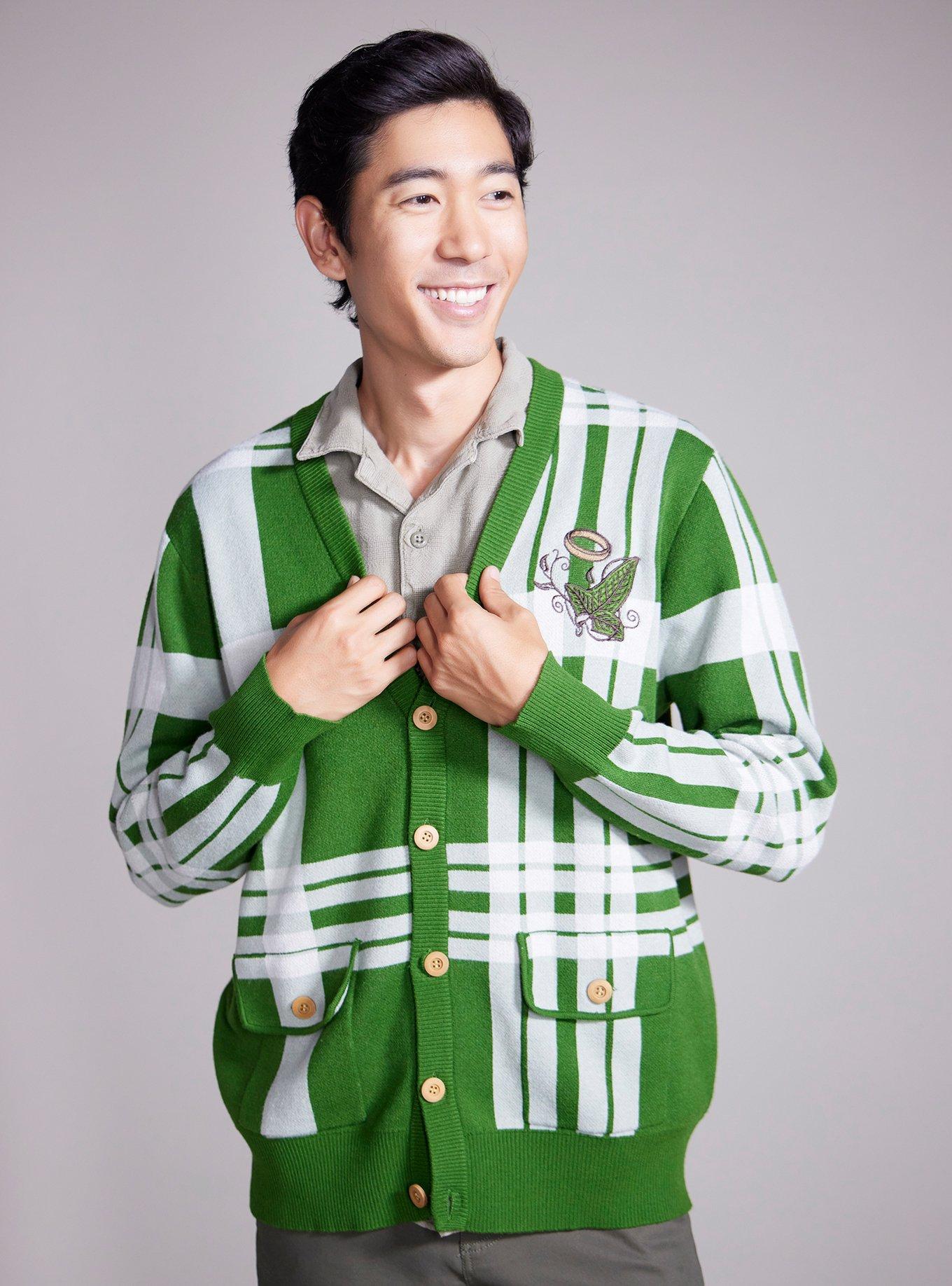 the Lord of Rings Green Plaid Icons Cardigan
