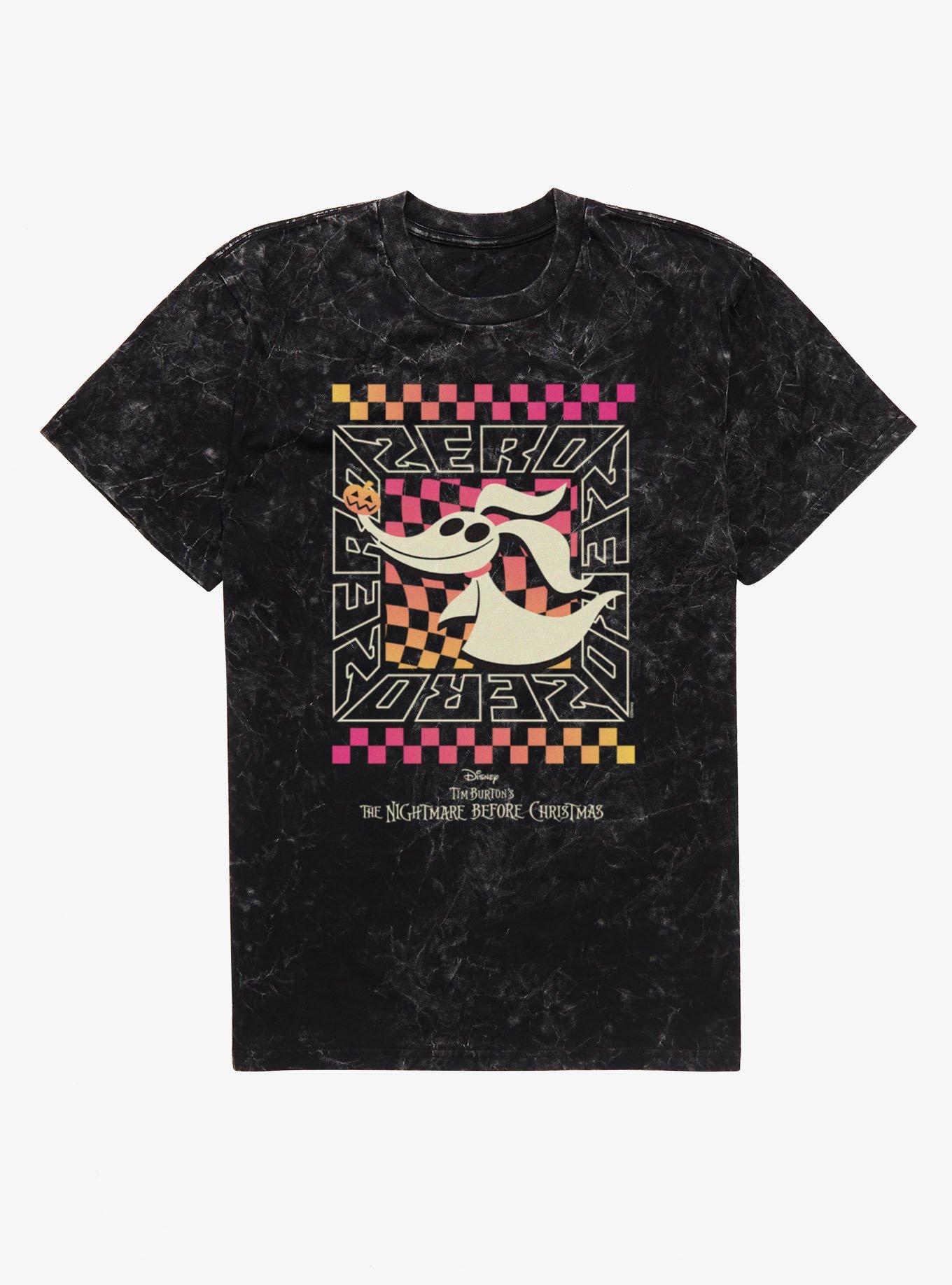 Disney Nightmare Before Christmas Zero Squared Checkers Mineral Wash T-Shirt
