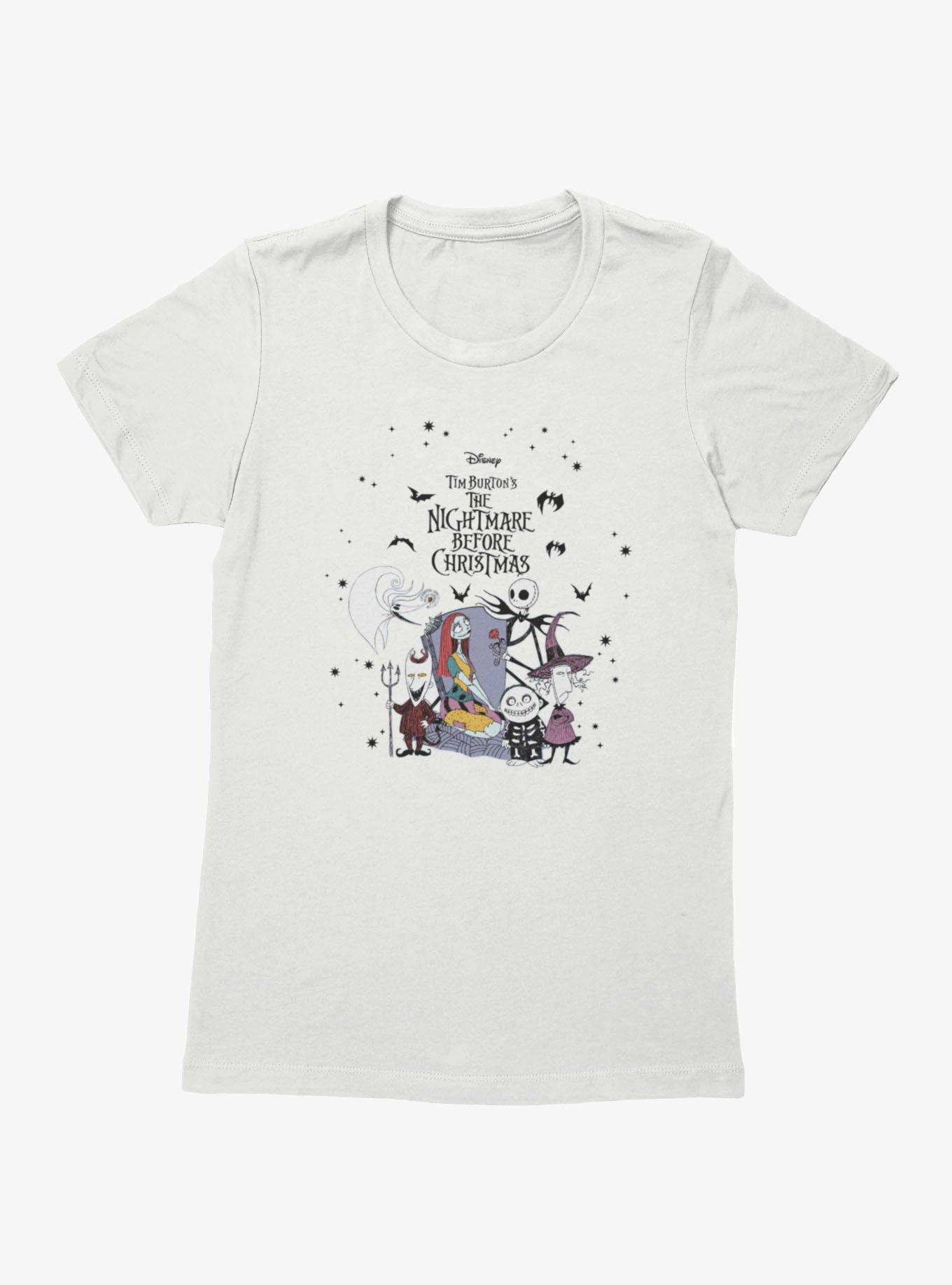 Disney Nightmare Before Christmas Movie Poster Jack Sally And Kids Womens T-Shirt