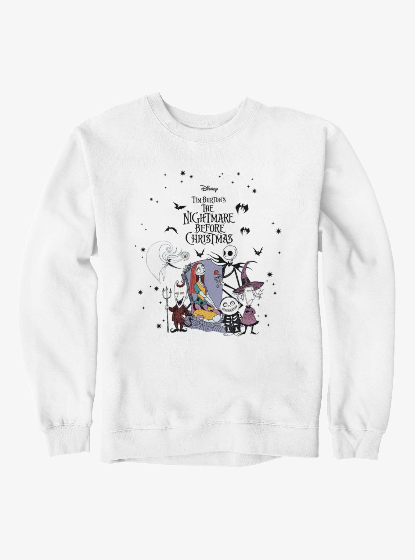 Disney Nightmare Before Christmas Movie Poster Jack Sally And Kids Sweatshirt