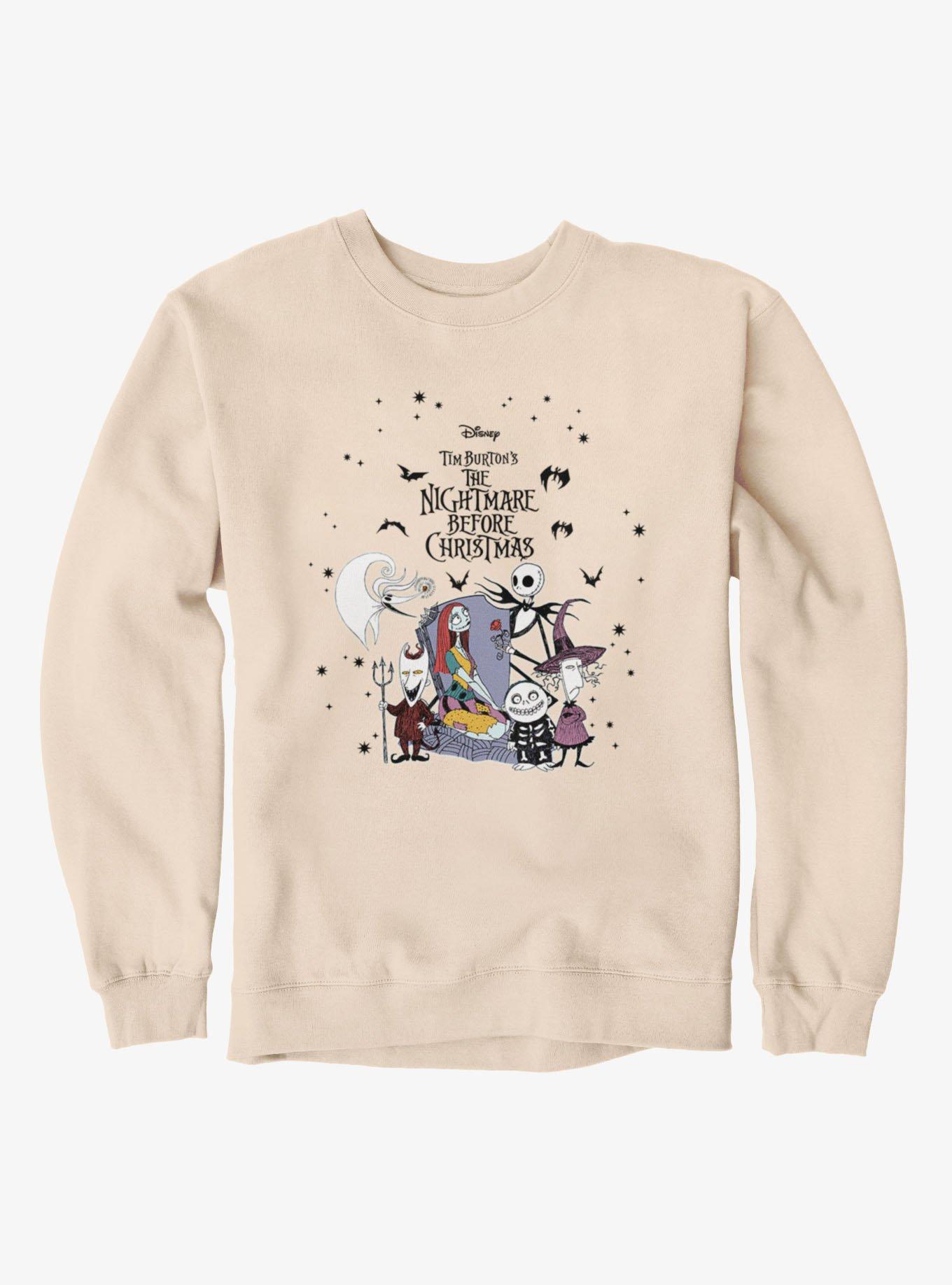 Disney Nightmare Before Christmas Movie Poster Jack Sally And Kids Sweatshirt