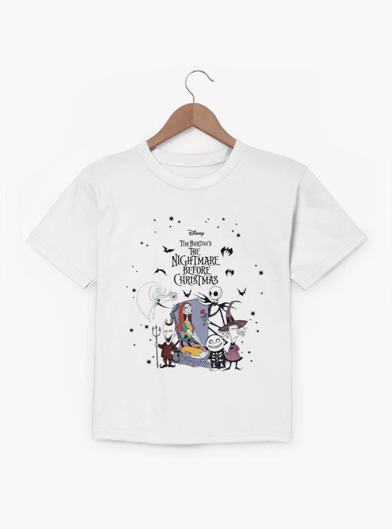 Disney Nightmare Before Christmas Movie Poster Jack Sally And Kids Youth T-Shirt