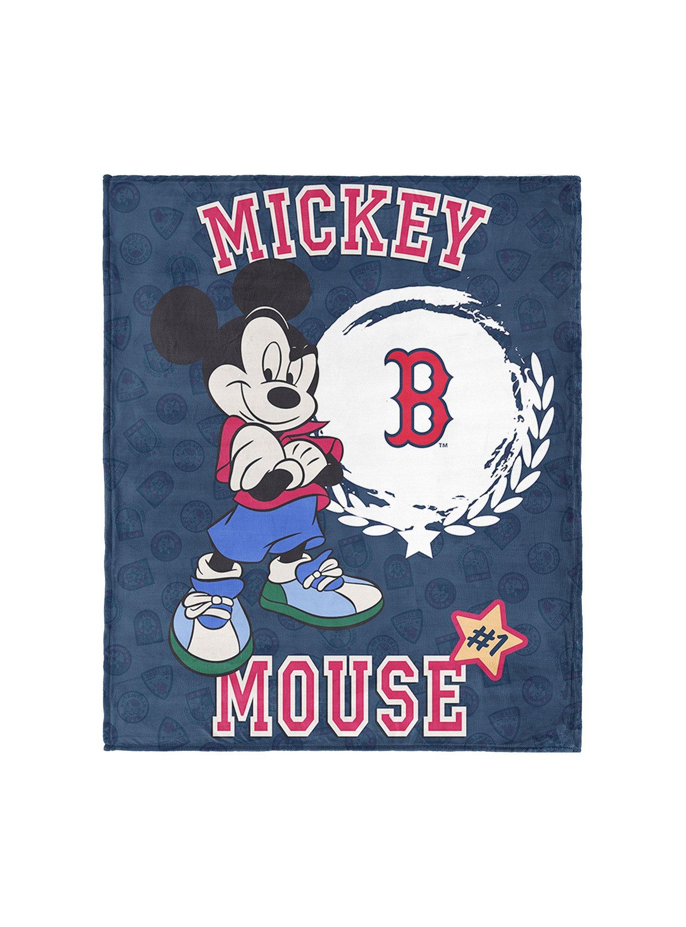 MLB Boston Red Sox Disney Mickey Mouse Baller Navy Silk Touch Throw Blanket
