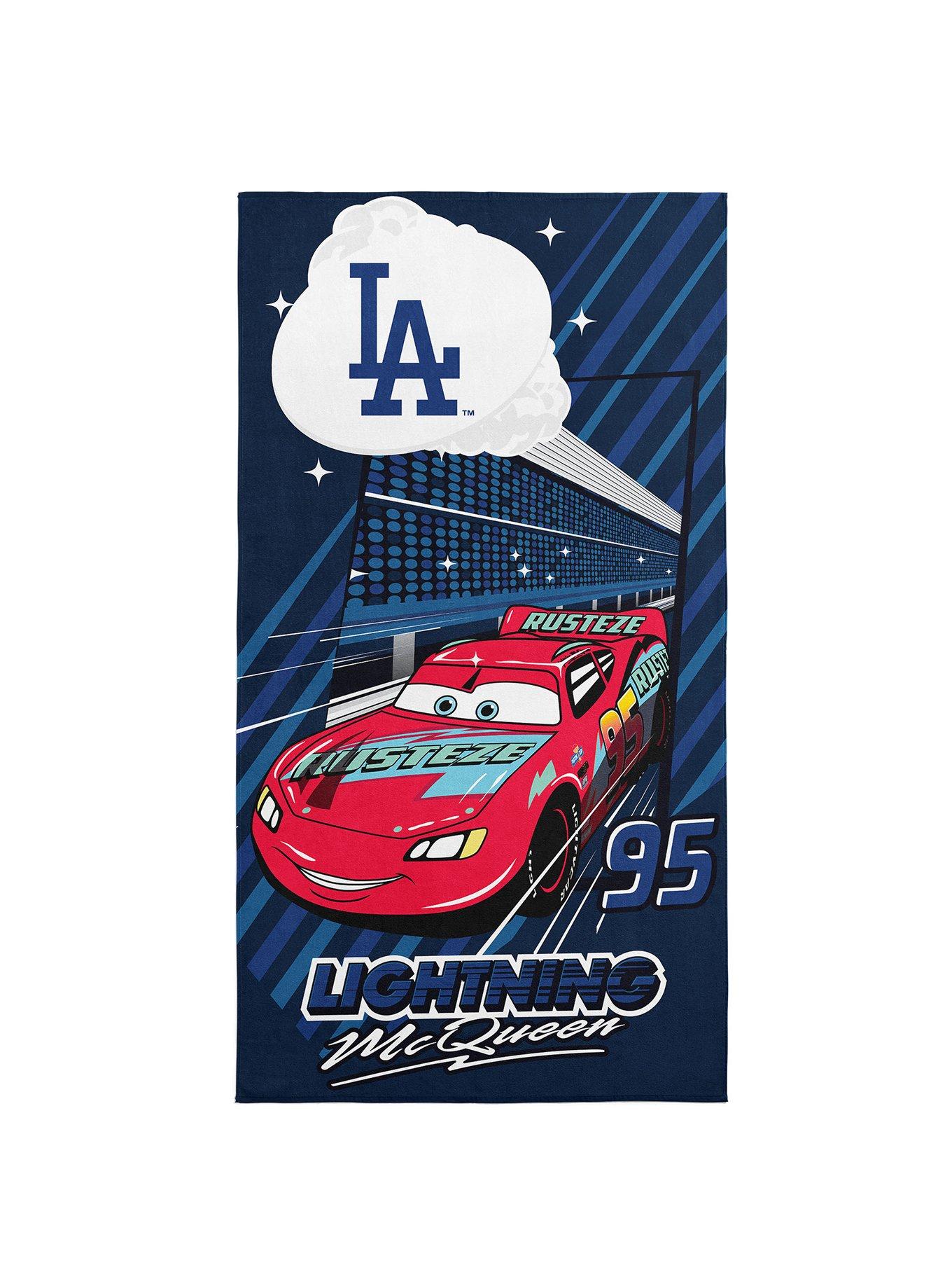 MLB Los Angeles Dodgers Disney Pixar Cars Speedline Navy Microfiber Beach Towel