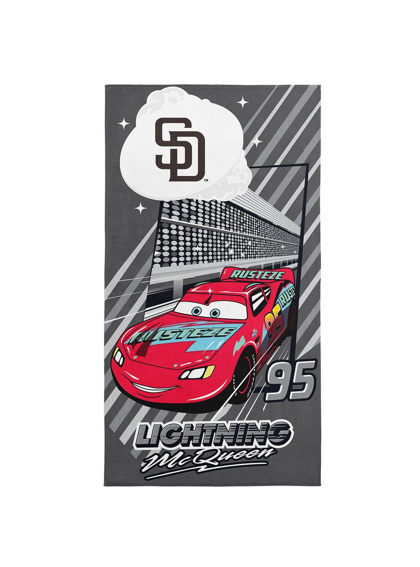 MLB San Diego Padres Disney Pixar Cars Speedline Grey Microfiber Beach Towel