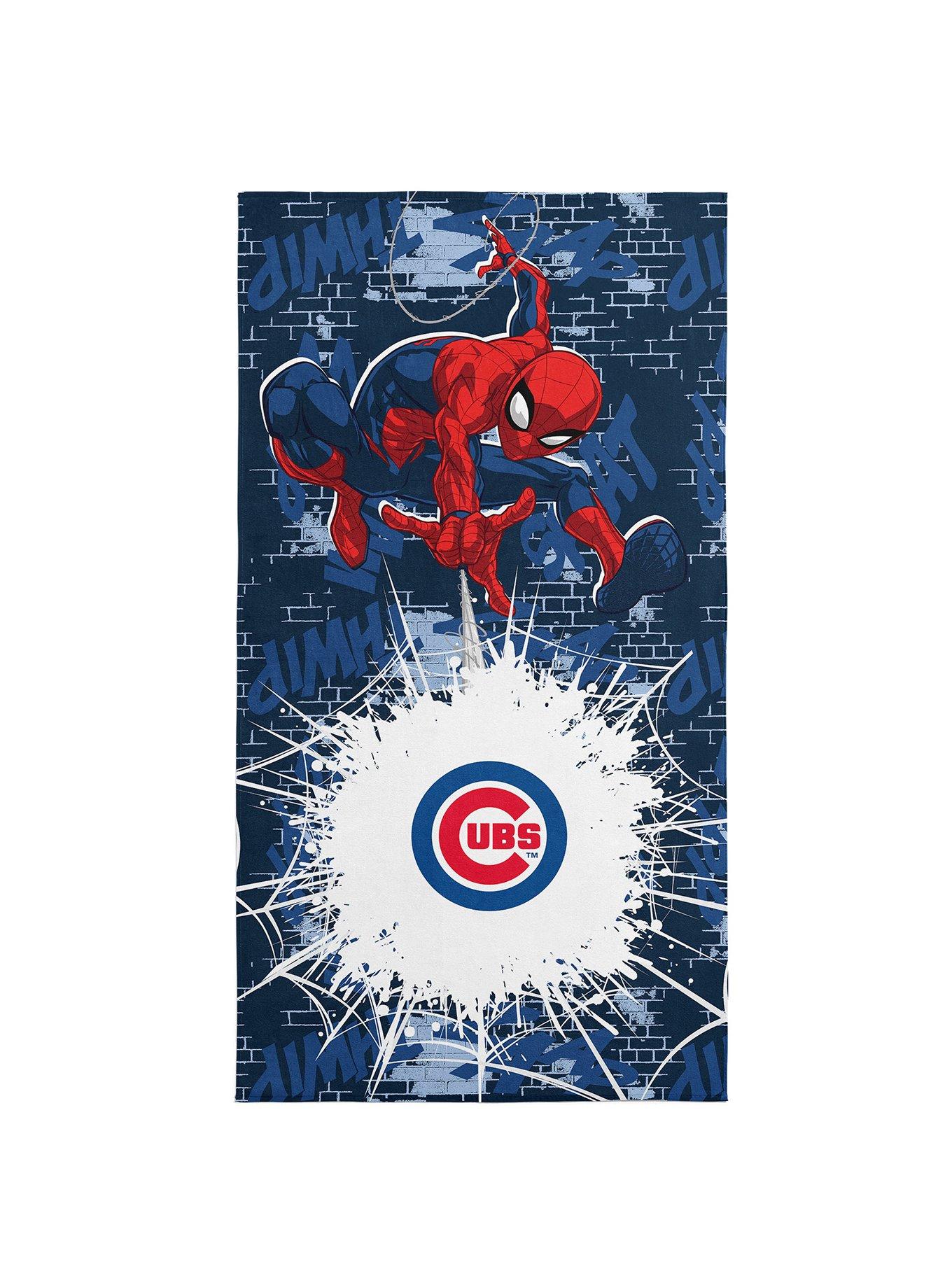 MLB Chicago Cubs Marvel Spider-Man Web Core Navy Microfiber Beach Towel