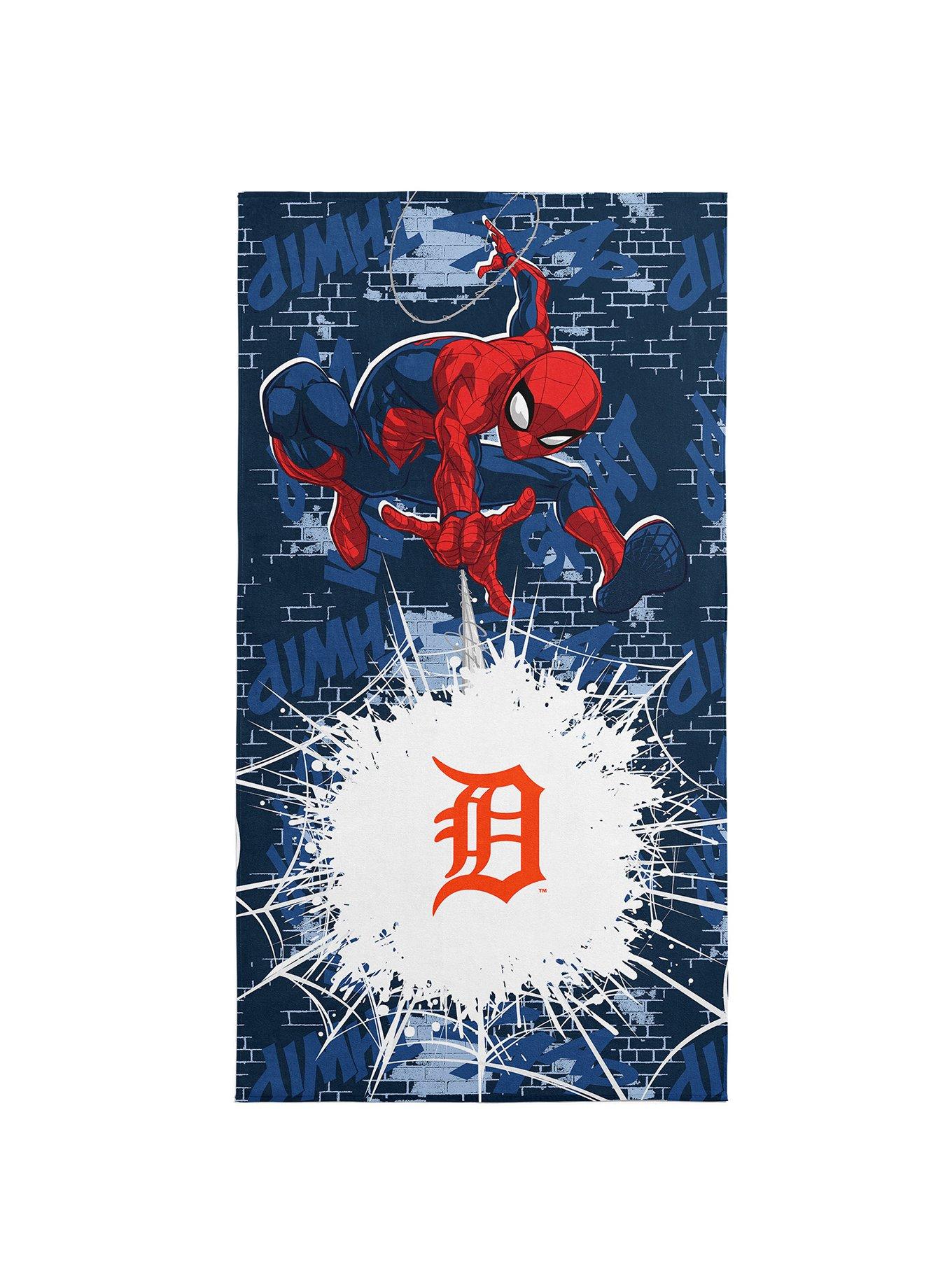 MLB Detroit Tigers Marvel Spider-Man Web Core Navy Microfiber Beach Towel