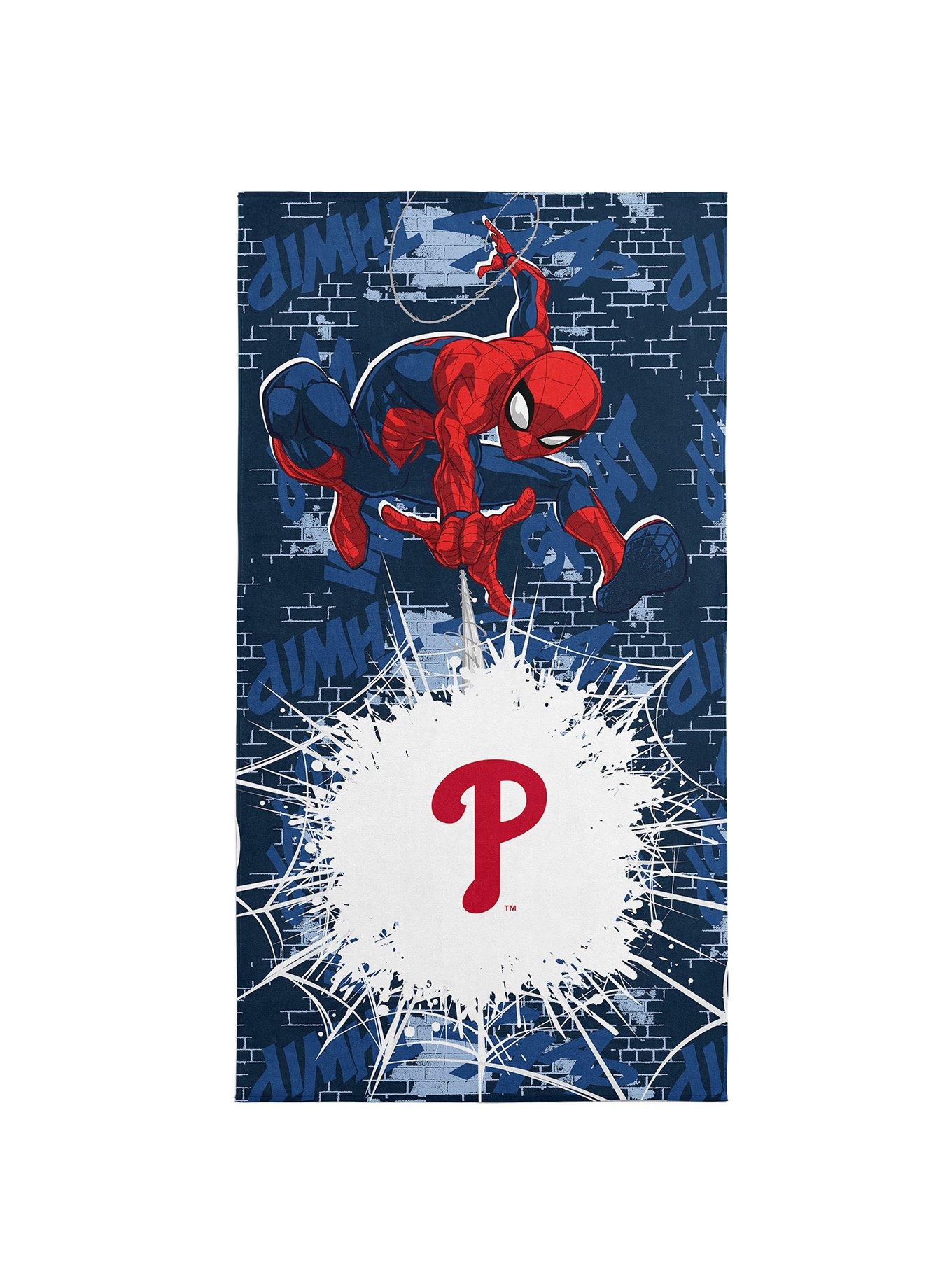 MLB Philadelphia Phillies Marvel Spider-Man Web Core Navy Microfiber Beach Towel