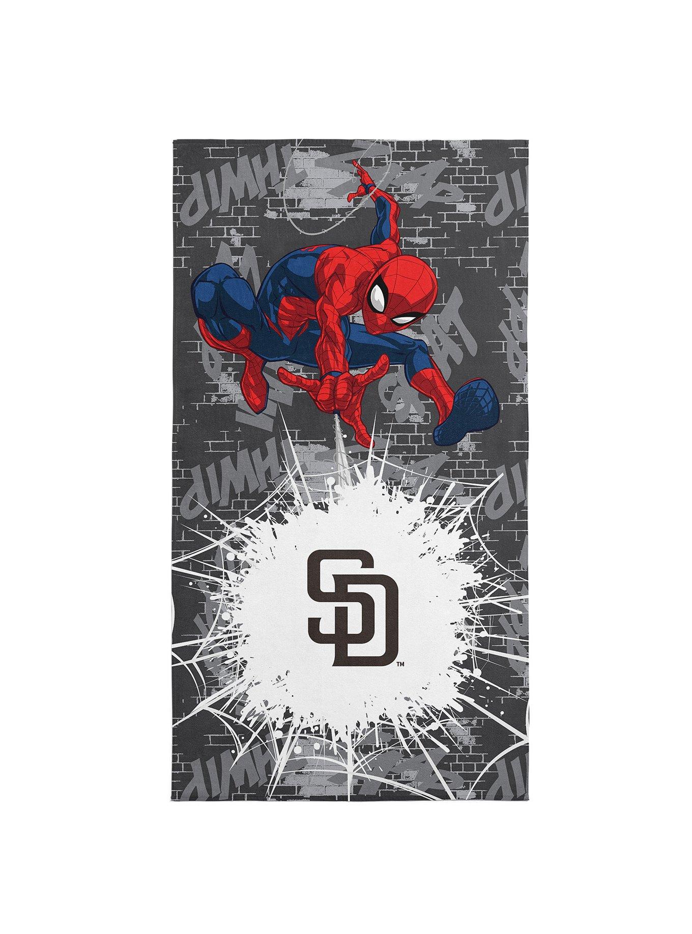 MLB San Diego Padres Marvel Spider-Man Web Core Grey Microfiber Beach Towel