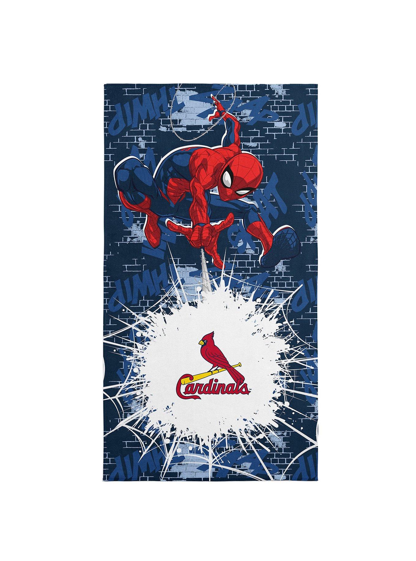 MLB St. Louis Cardinals Marvel Spider-Man Web Core Navy Microfiber Beach Towel