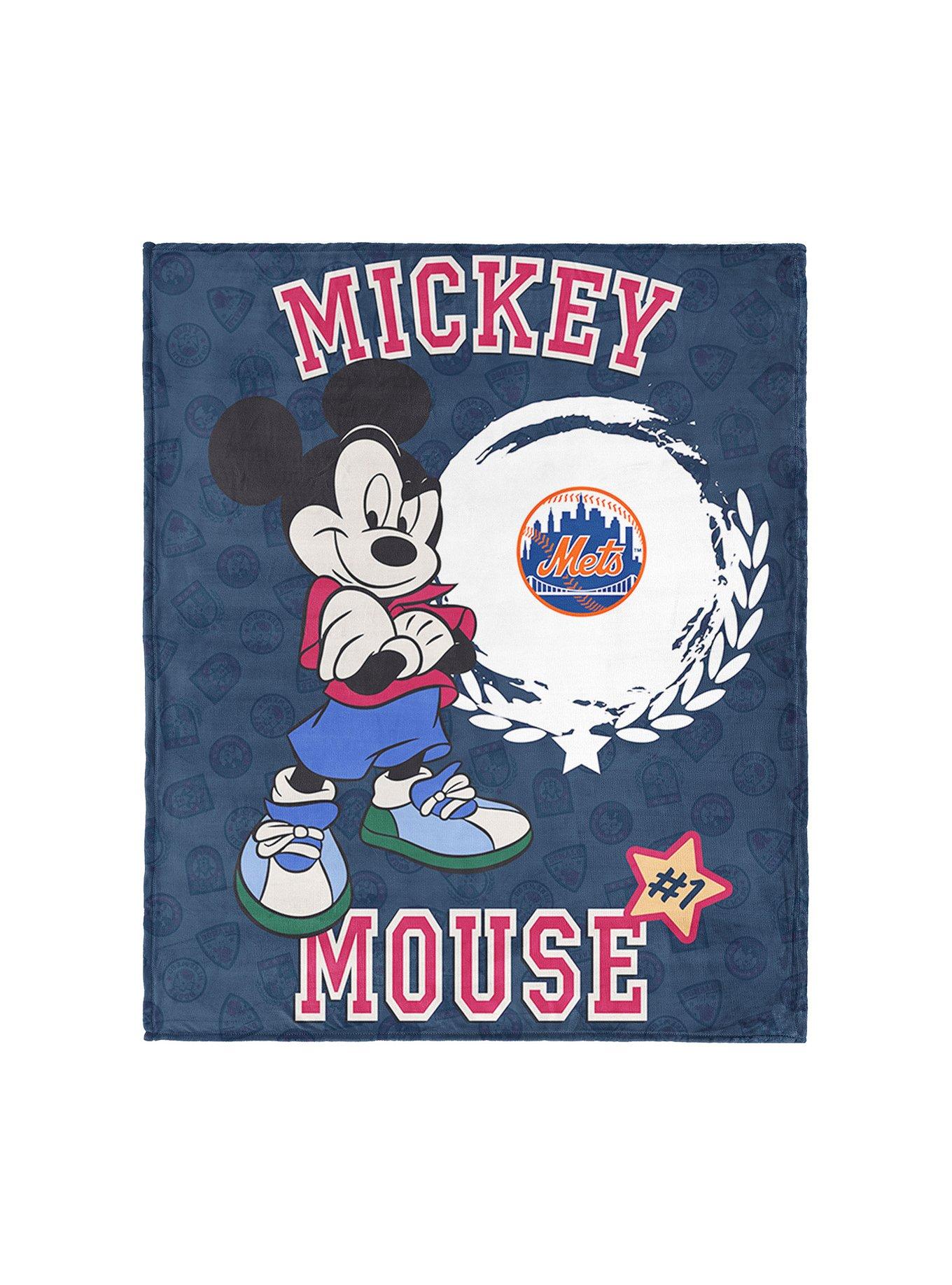 MLB New York Mets Disney Mickey Mouse Baller Navy Silk Touch Throw Blanket