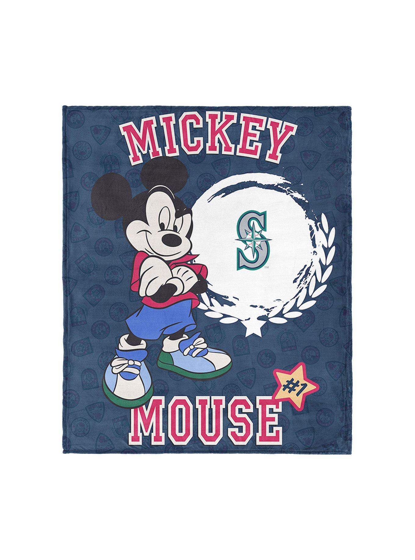 MLB Seattle Mariners Disney Mickey Mouse Baller Navy Silk Touch Throw Blanket