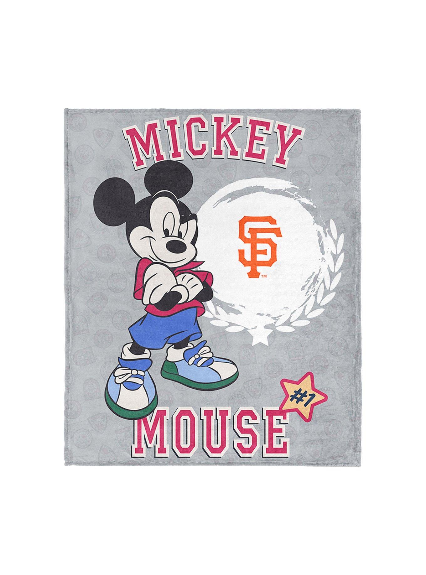 MLB San Francisco Giants Disney Mickey Mouse Baller Grey Silk Touch Throw Blanket