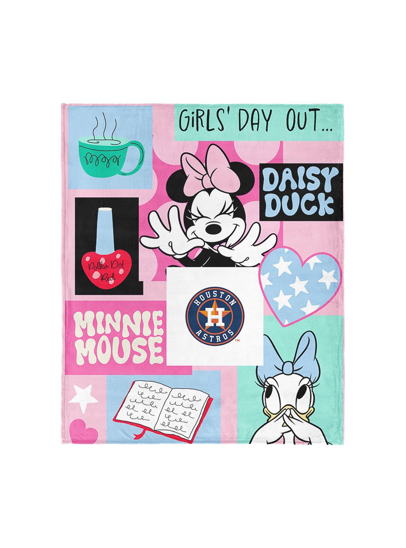MLB Houston Astros Disney Minnie Mouse Checker Floral Pink Silk Touch Throw Blanket