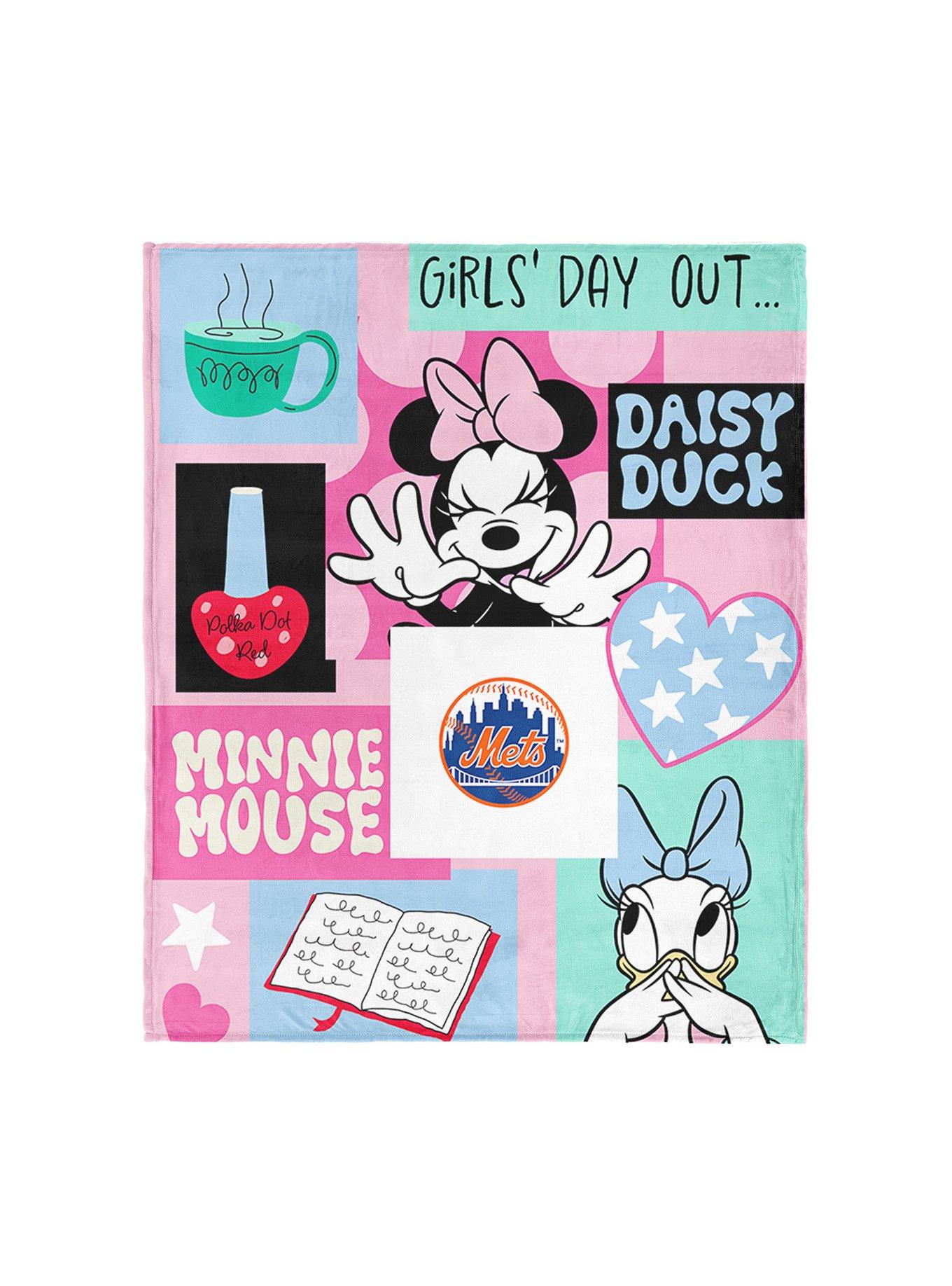 MLB New York Mets Disney Minnie Mouse Checker Floral Pink Silk Touch Throw Blanket