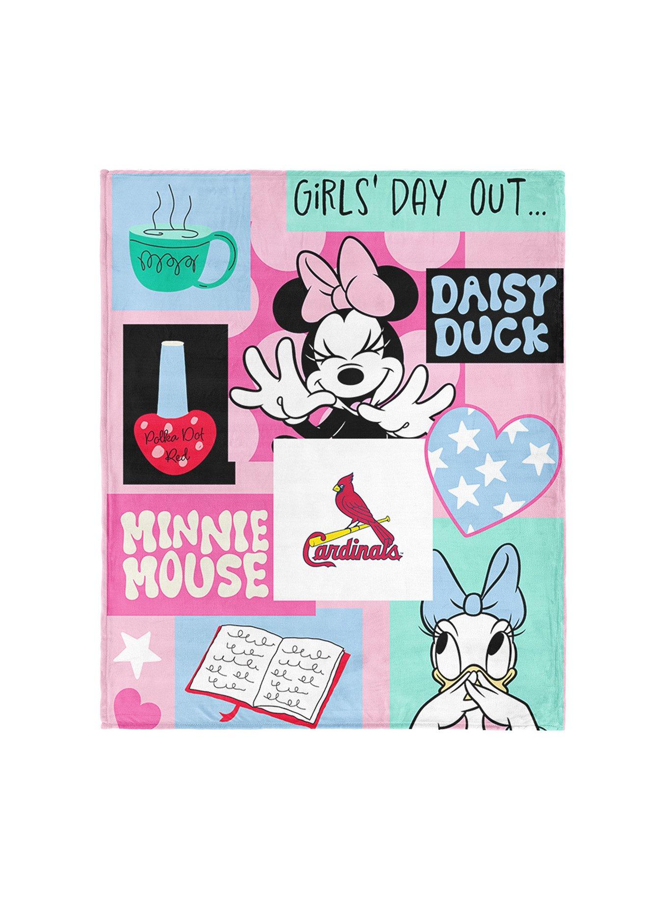 MLB St. Louis Cardinals Disney Minnie Mouse Checker Floral Pink Silk Touch Throw Blanket