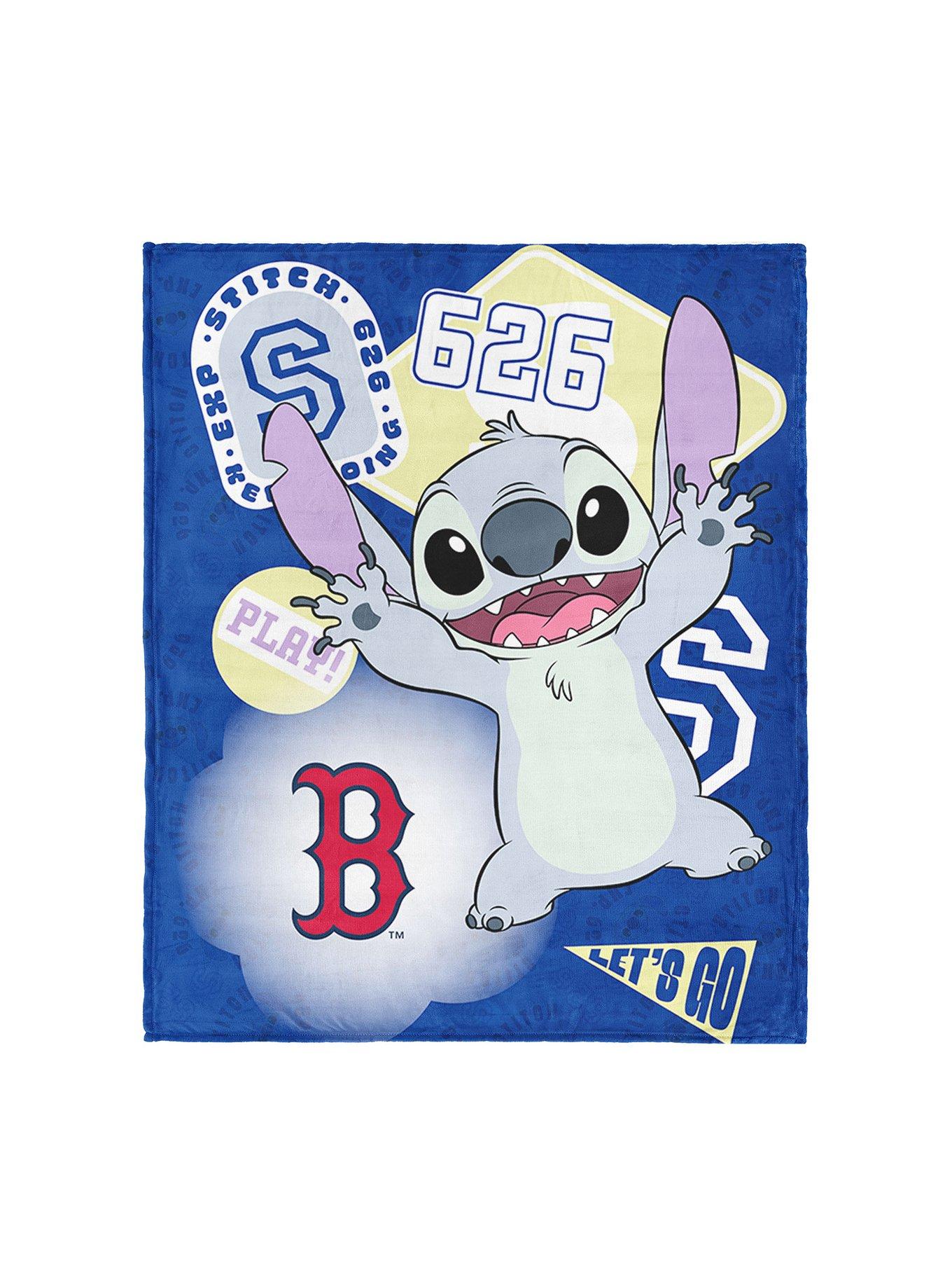 MLB Boston Red Sox Disney Lilo & Stitch Stickers Royal Silk Touch Throw Blanket