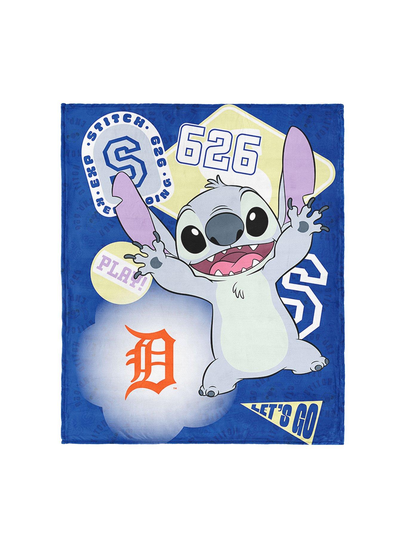 MLB Detroit Tigers Disney Lilo & Stitch Stickers Royal Silk Touch Throw Blanket