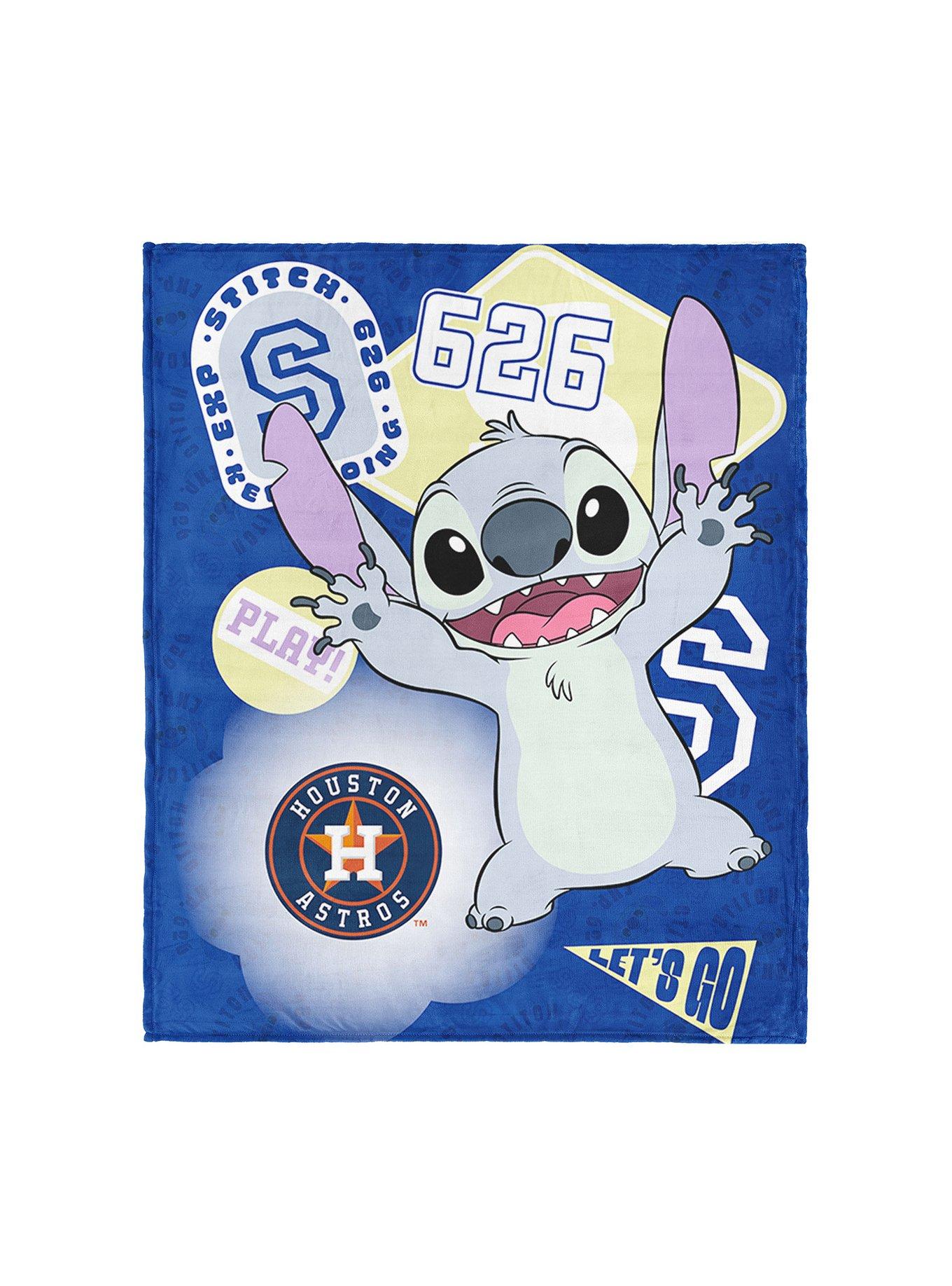 MLB Houston Astros Disney Lilo & Stitch Stickers Royal Silk Touch Throw Blanket