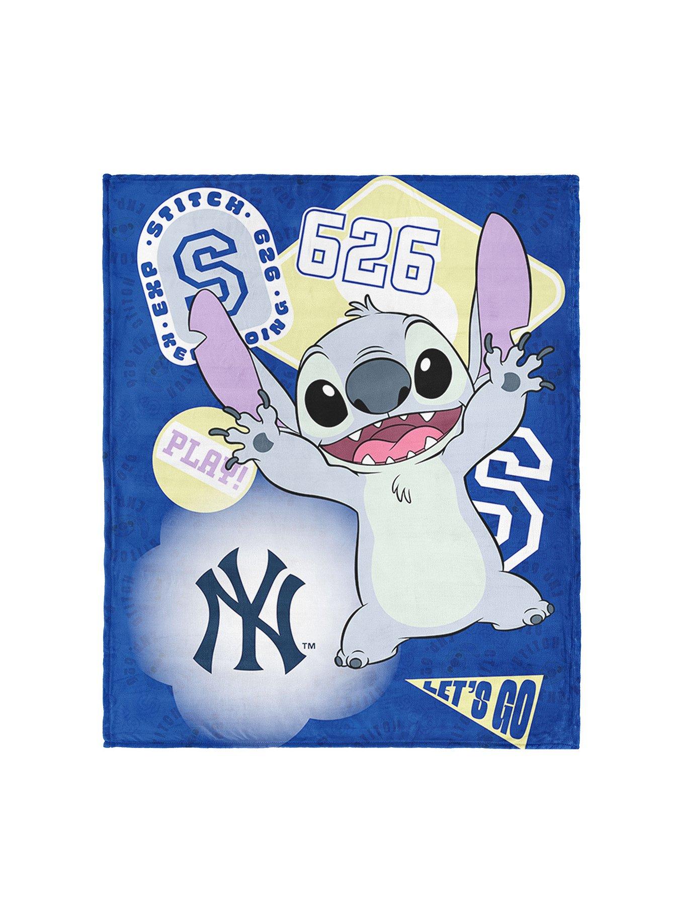 MLB New York Yankees Disney Lilo & Stitch Stickers Royal Silk Touch Throw Blanket