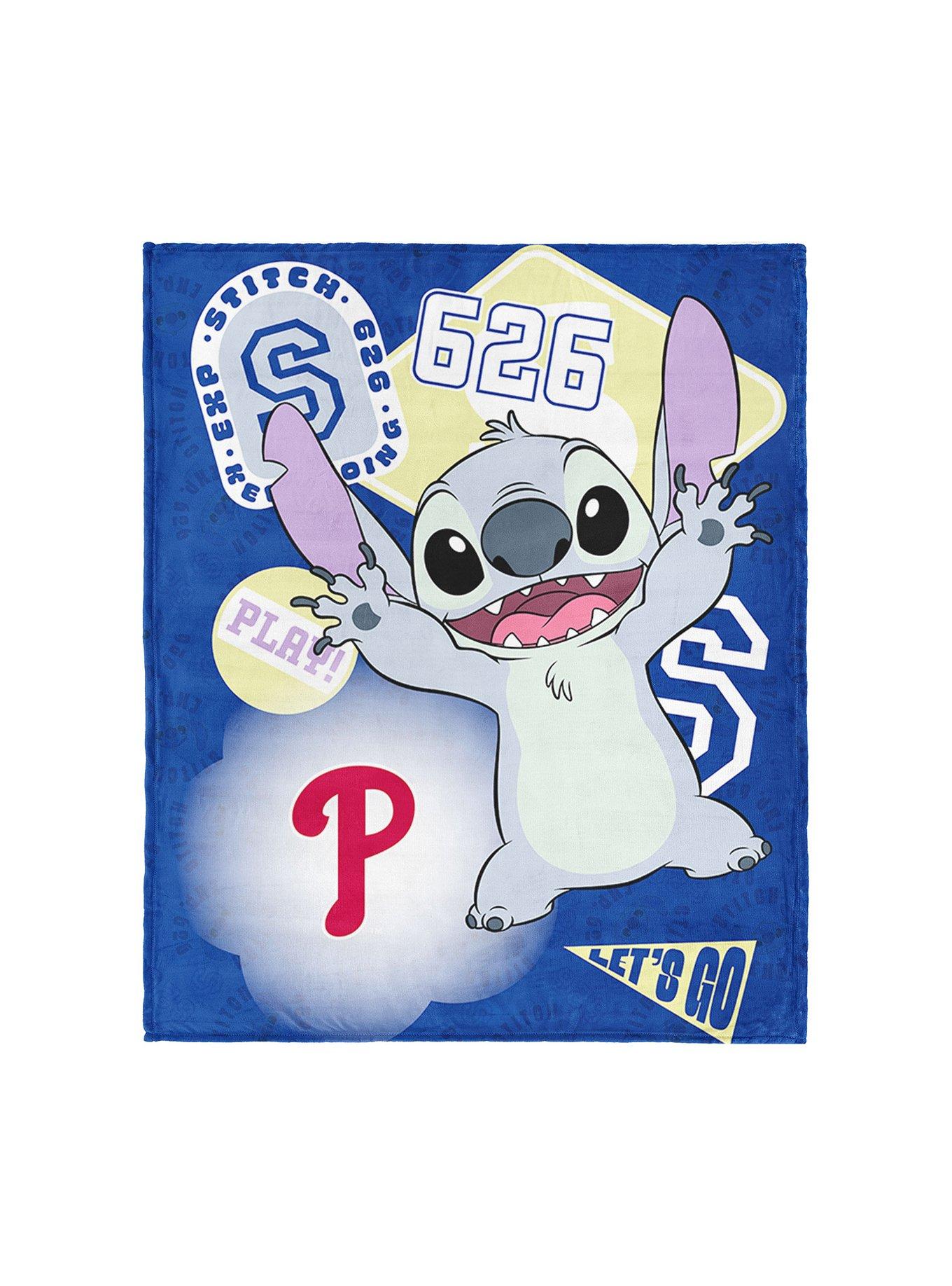 MLB Philadelphia Phillies Disney Lilo & Stitch Stickers Grey Silk Touch Throw Blanket