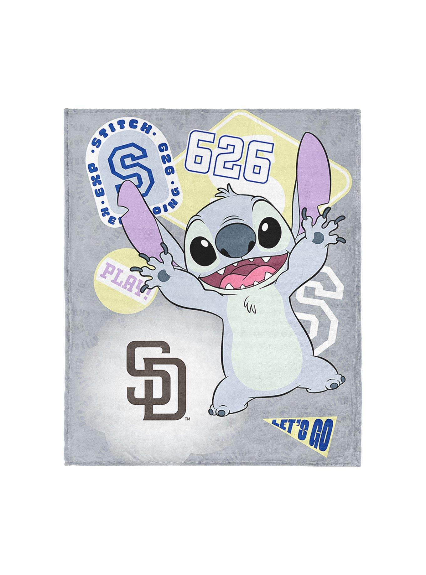 MLB San Diego Padres Disney Lilo & Stitch Stickers Grey Silk Touch Throw Blanket