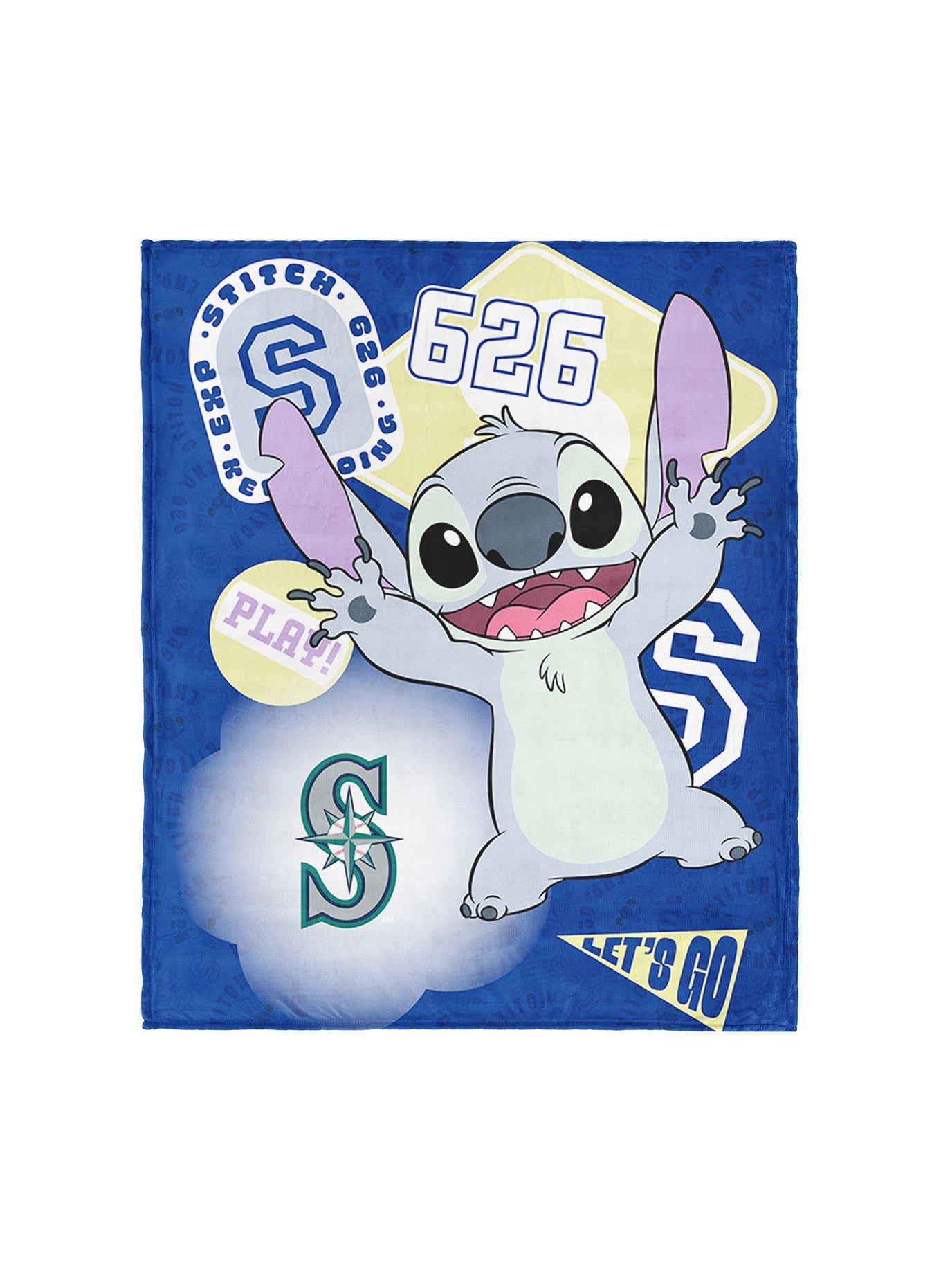 MLB Seattle Mariners Disney Lilo & Stitch Stickers Royal Silk Touch Throw Blanket