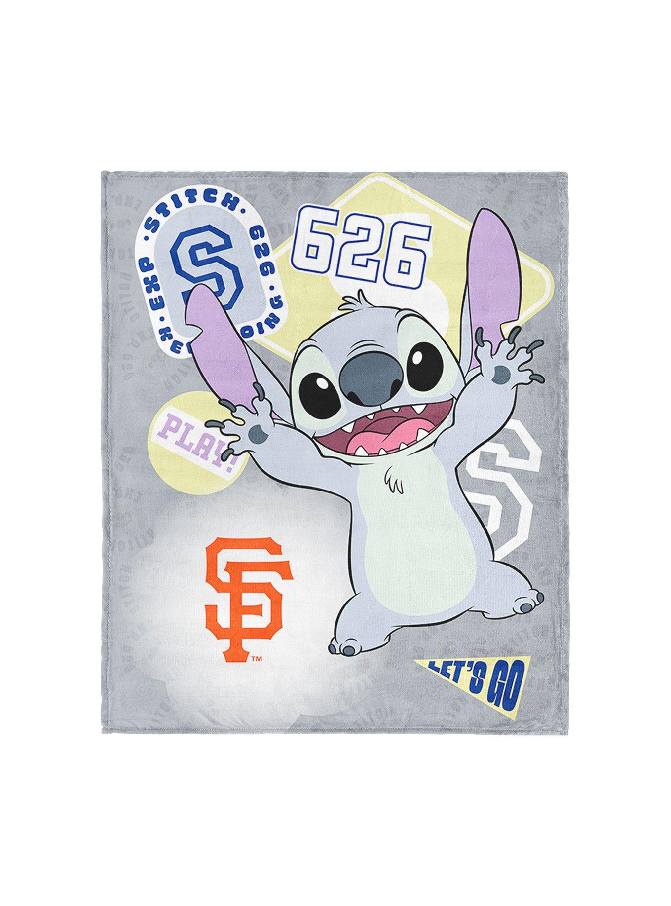 MLB San Francisco Giants Disney Lilo & Stitch Stickers Grey Silk Touch Throw Blanket
