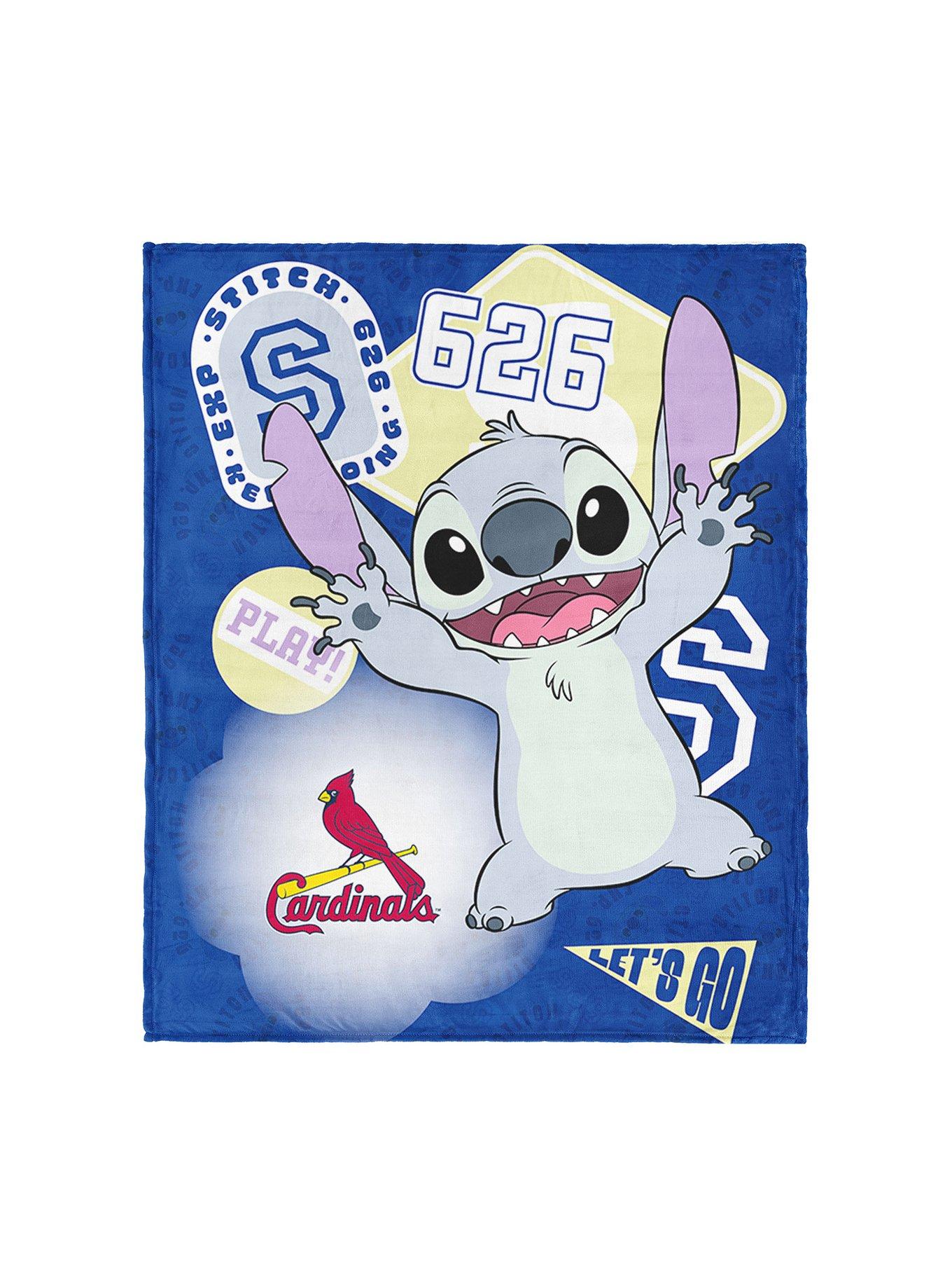 MLB St. Louis Cardinals Disney Lilo & Stitch Stickers Royal Silk Touch Throw Blanket