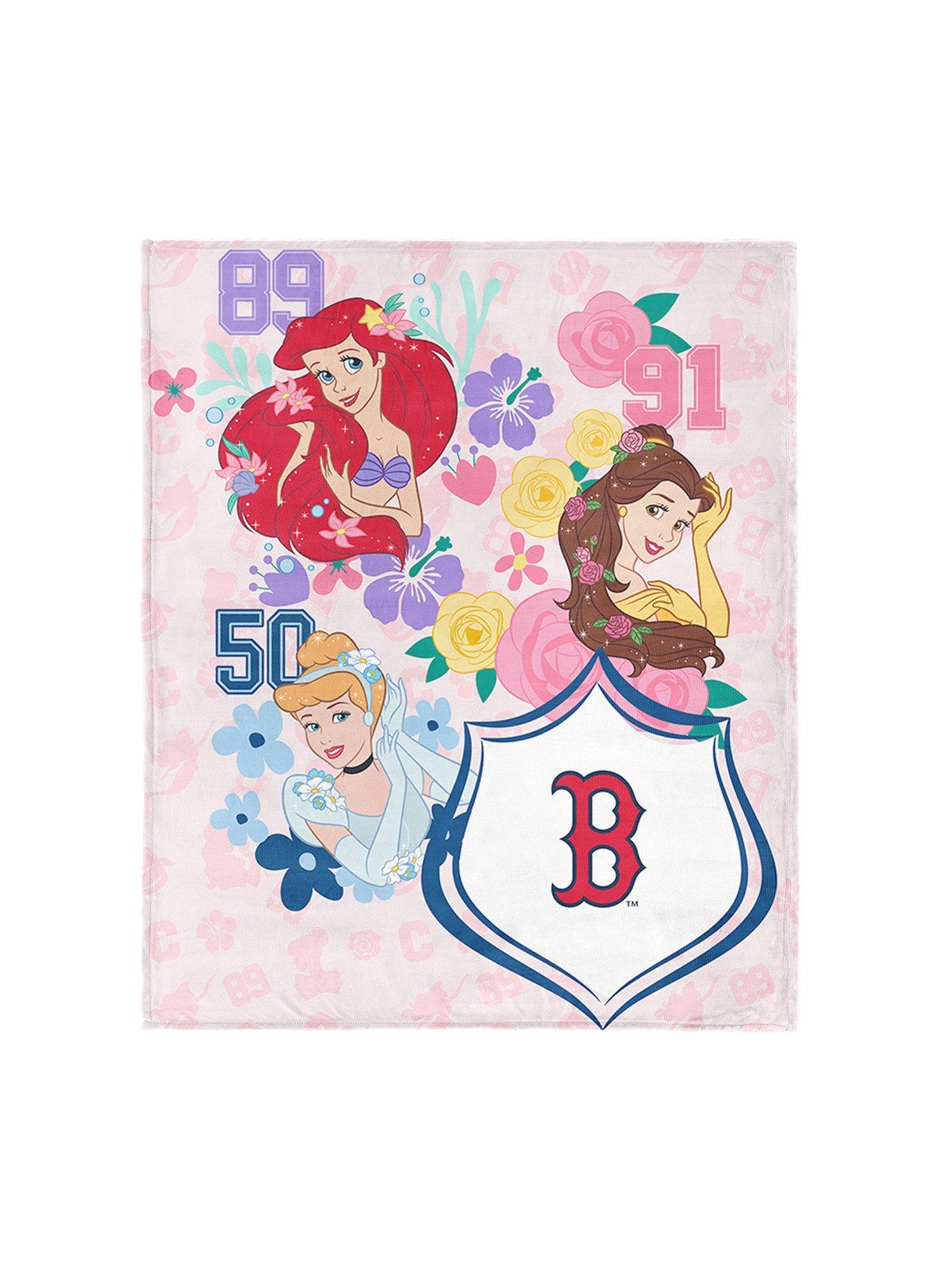 MLB Boston Red Sox Disney Princesses Game On Girls Pink Silk Touch Throw Blanket