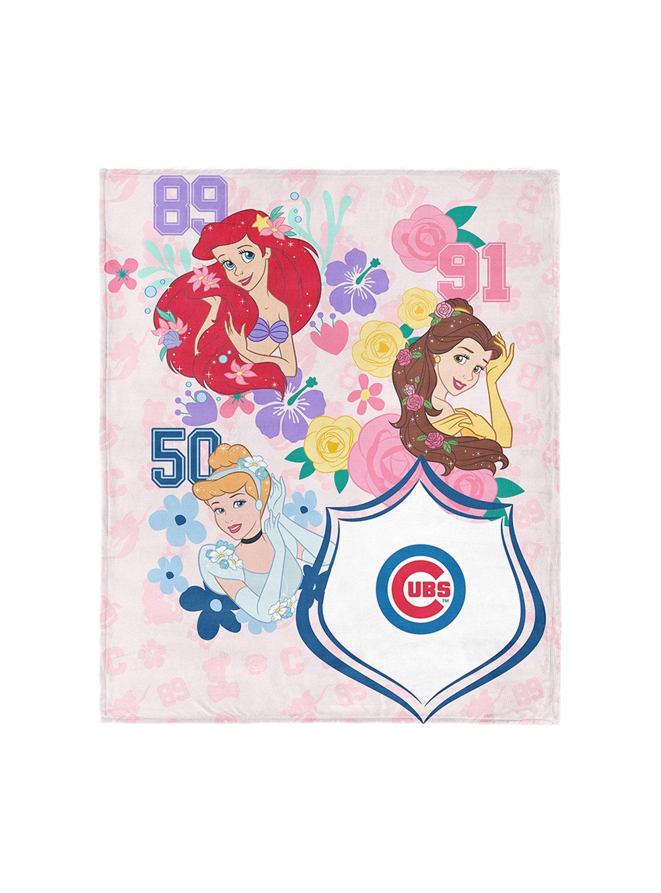 MLB Chicago Cubs Disney Princesses Game On Girls Pink Silk Touch Throw Blanket