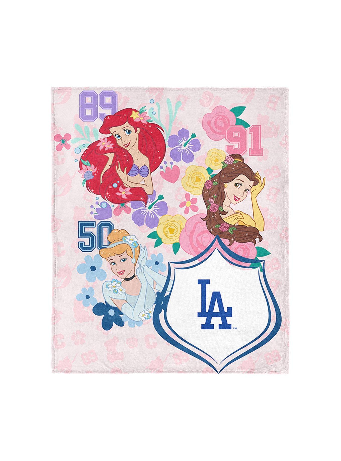 MLB Los Angeles Dodgers Disney Princesses Game On Girls Pink Silk Touch Throw Blanket