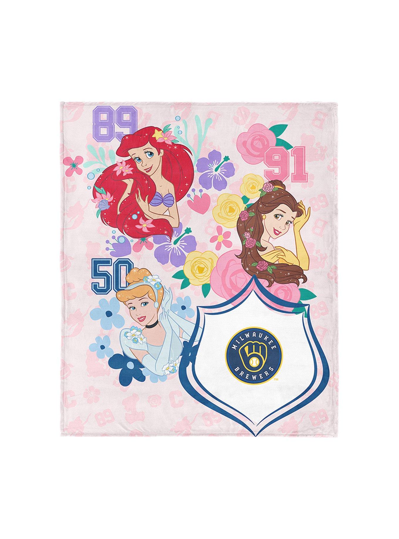MLB Milwaukee Brewers Disney Princesses Game On Girls Pink Silk Touch Throw Blanket
