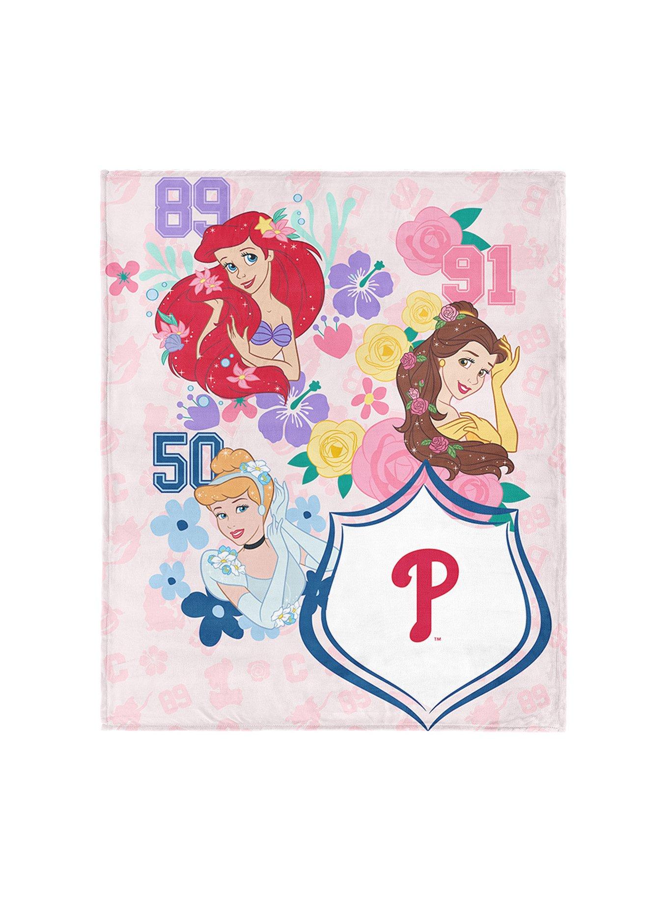 MLB Philadelphia Phillies Disney Princesses Game On Girls Pink Silk Touch Throw Blanket
