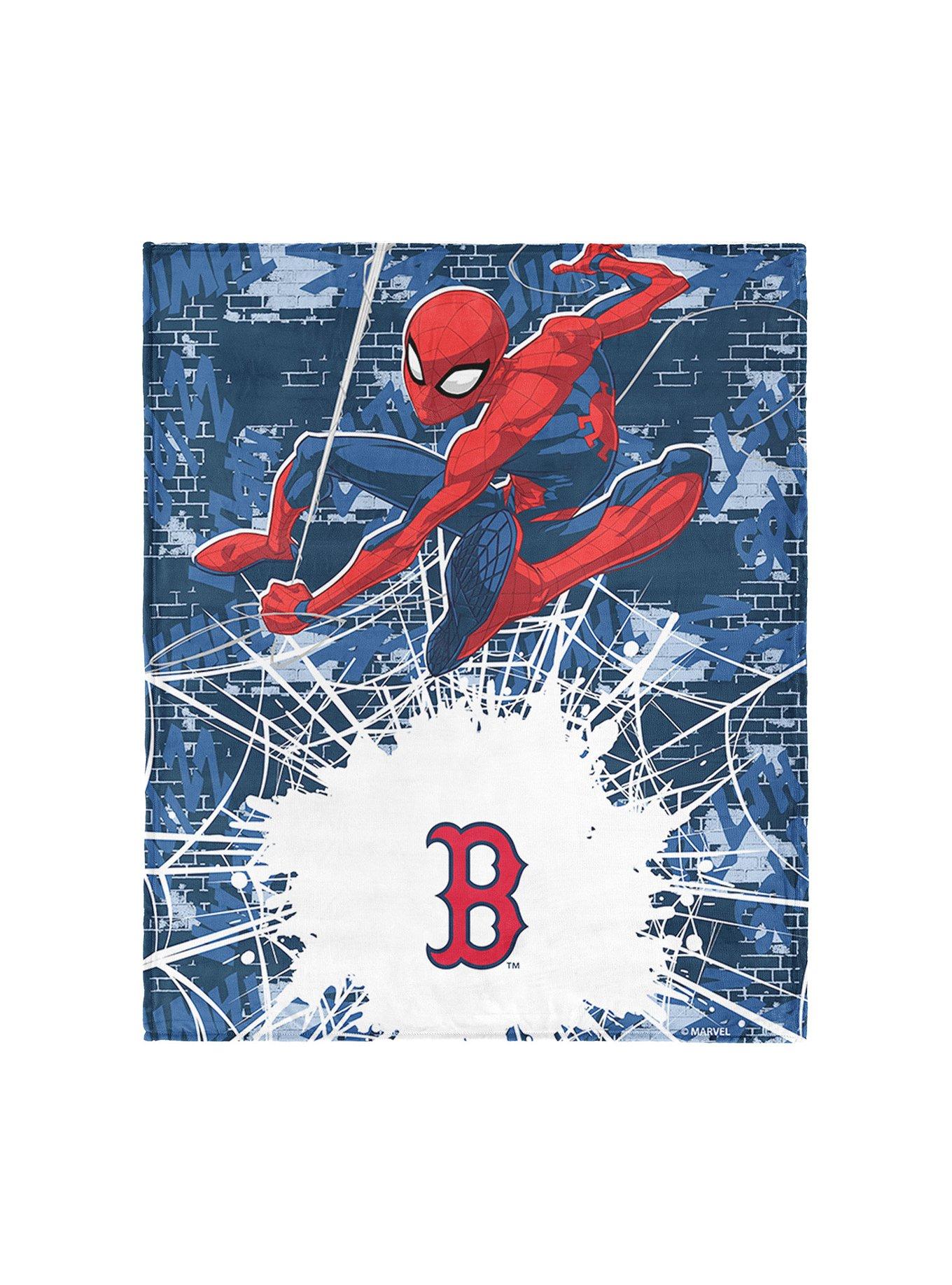 MLB Boston Red Sox Marvel Spider-Man Web Sling Navy Silk Touch Throw Blanket