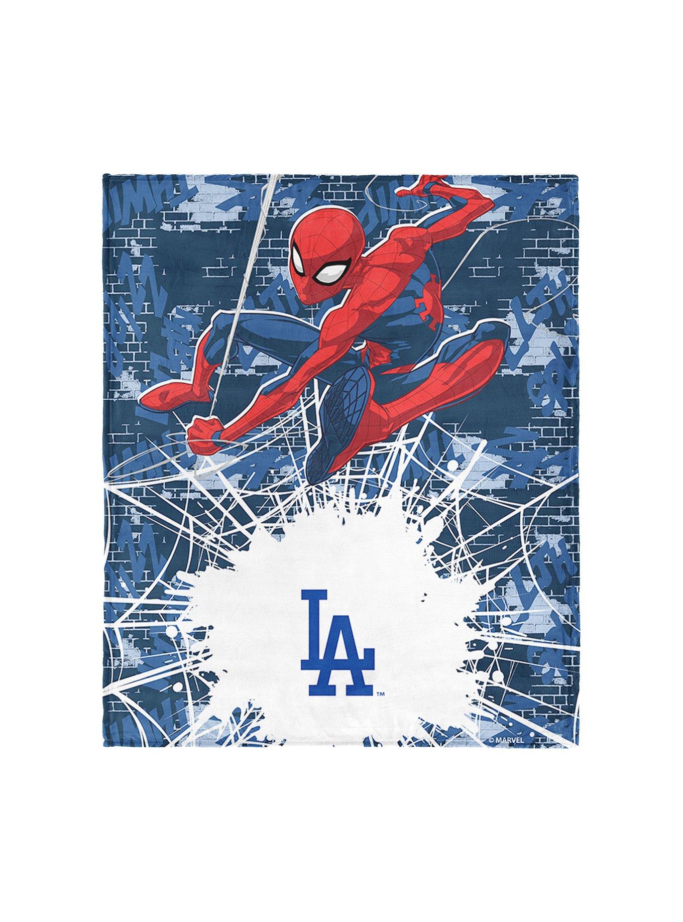MLB Los Angeles Dodgers Marvel Spider-Man Web Sling Navy Silk Touch Throw Blanket