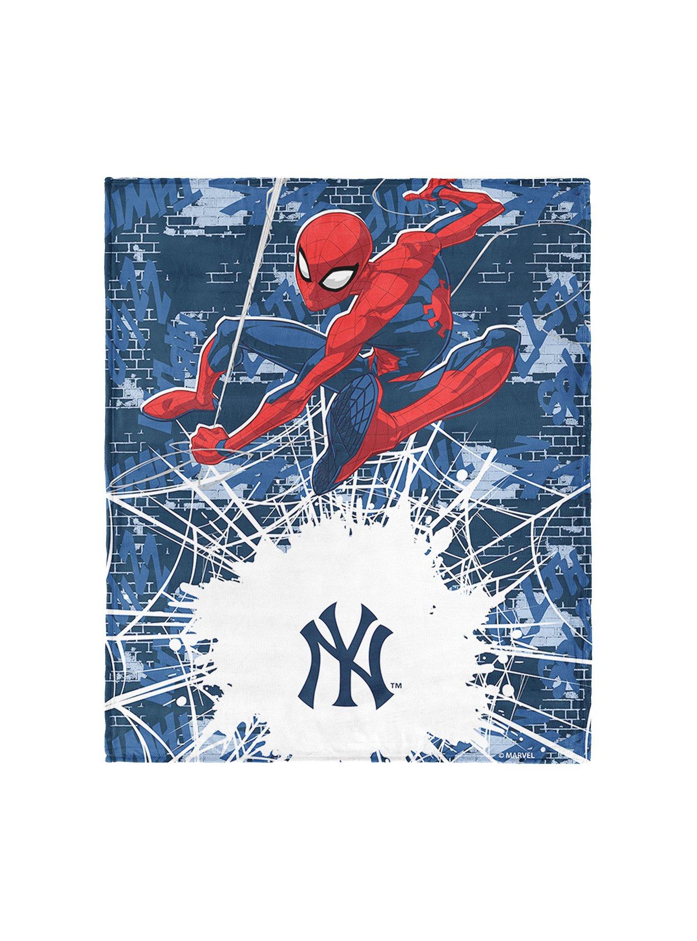 MLB New York Yankees Marvel Spider-Man Web Sling Navy Silk Touch Throw Blanket
